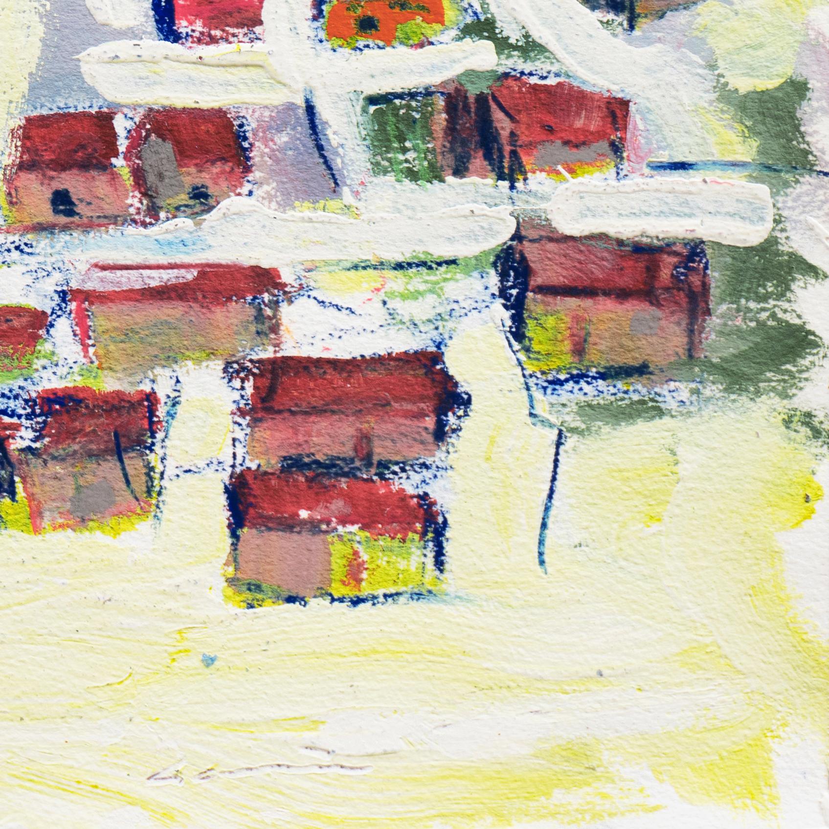 „Fishermen's Shacks, Old Monterey“, California Expressionist, Stanford, Carmel – Painting von Robert Canete