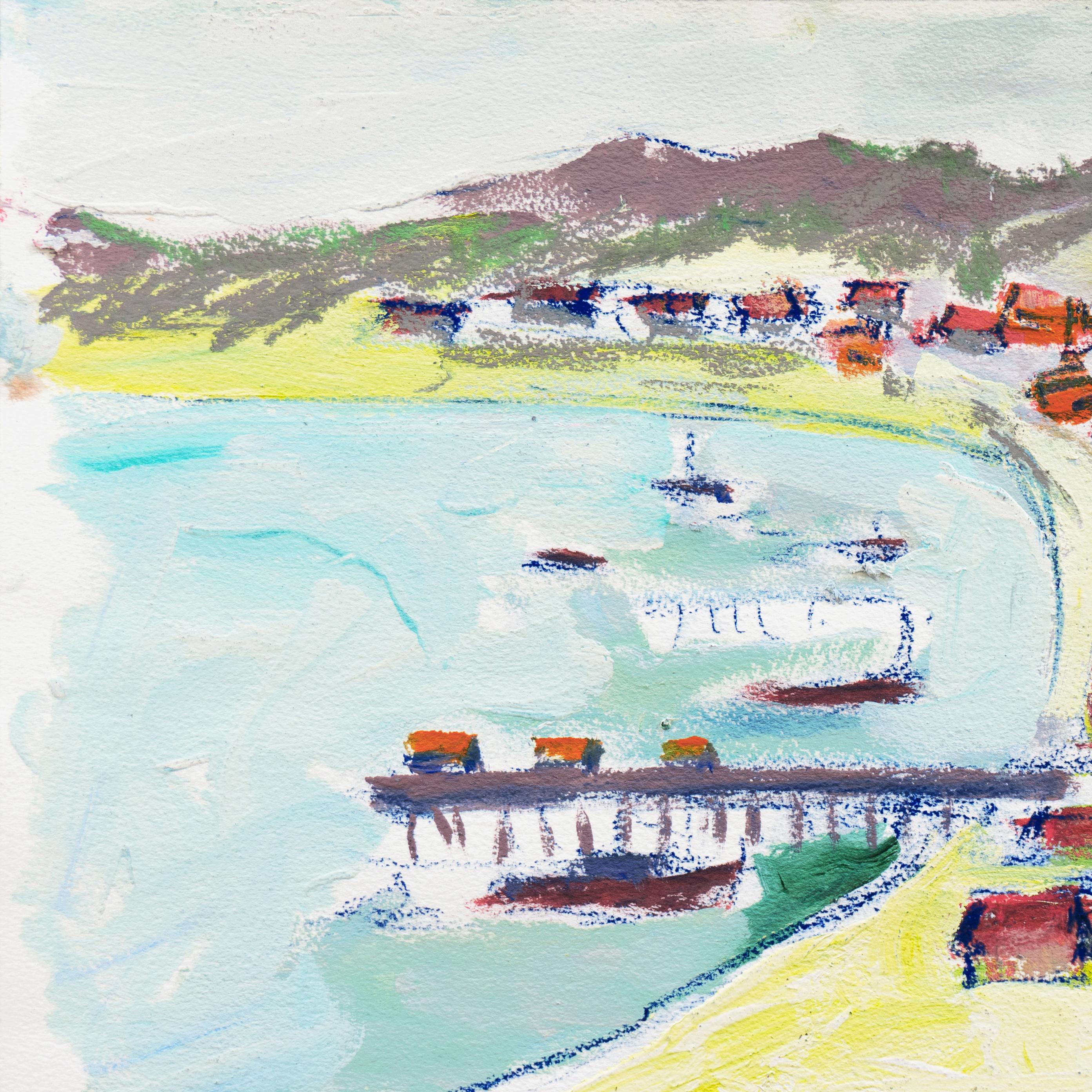 „Fishermen's Shacks, Old Monterey“, California Expressionist, Stanford, Carmel (Grau), Landscape Painting, von Robert Canete