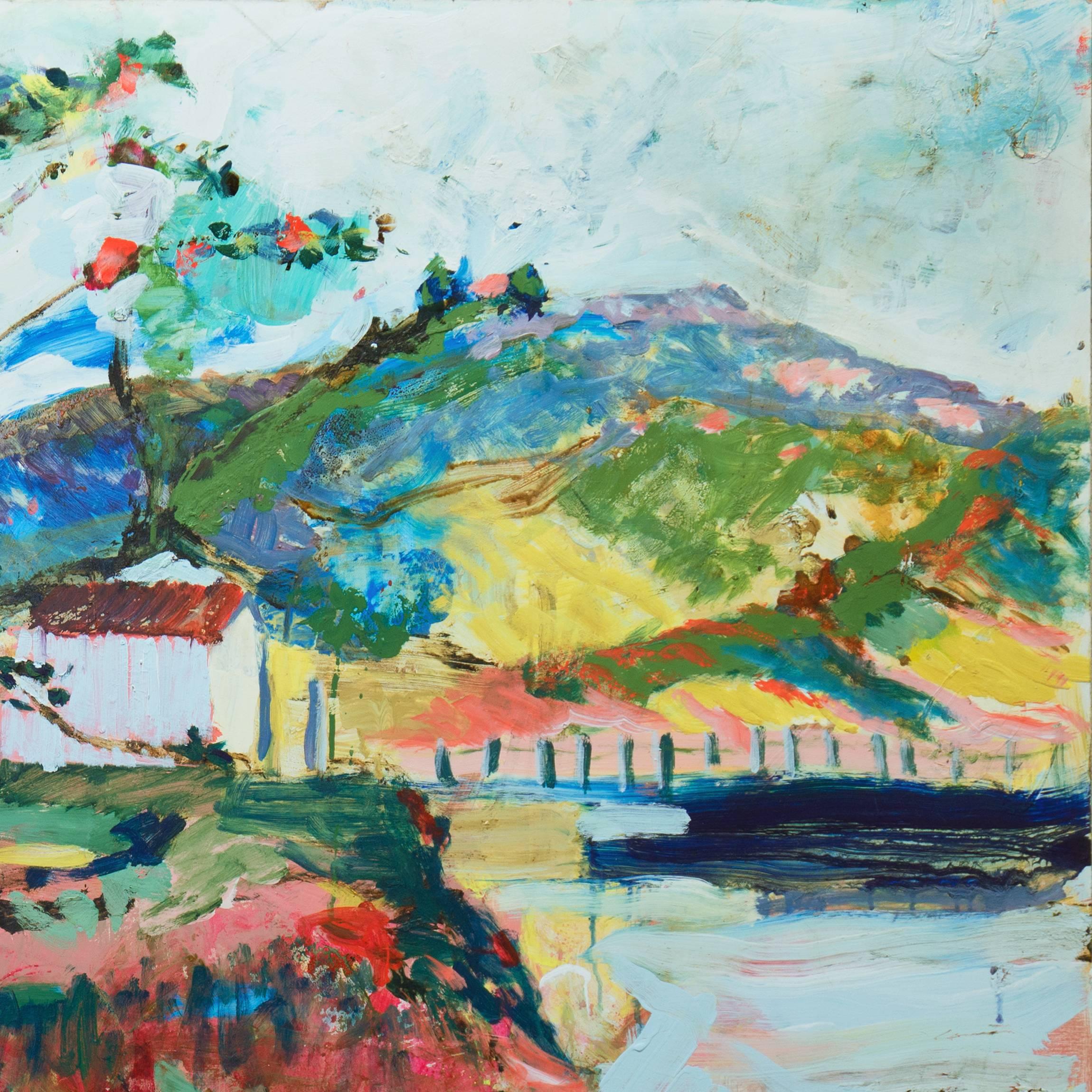 'Blue Hills, Marin, California', Large American Expressionist Oil  - Post-Impressionist Painting by Robert Canete