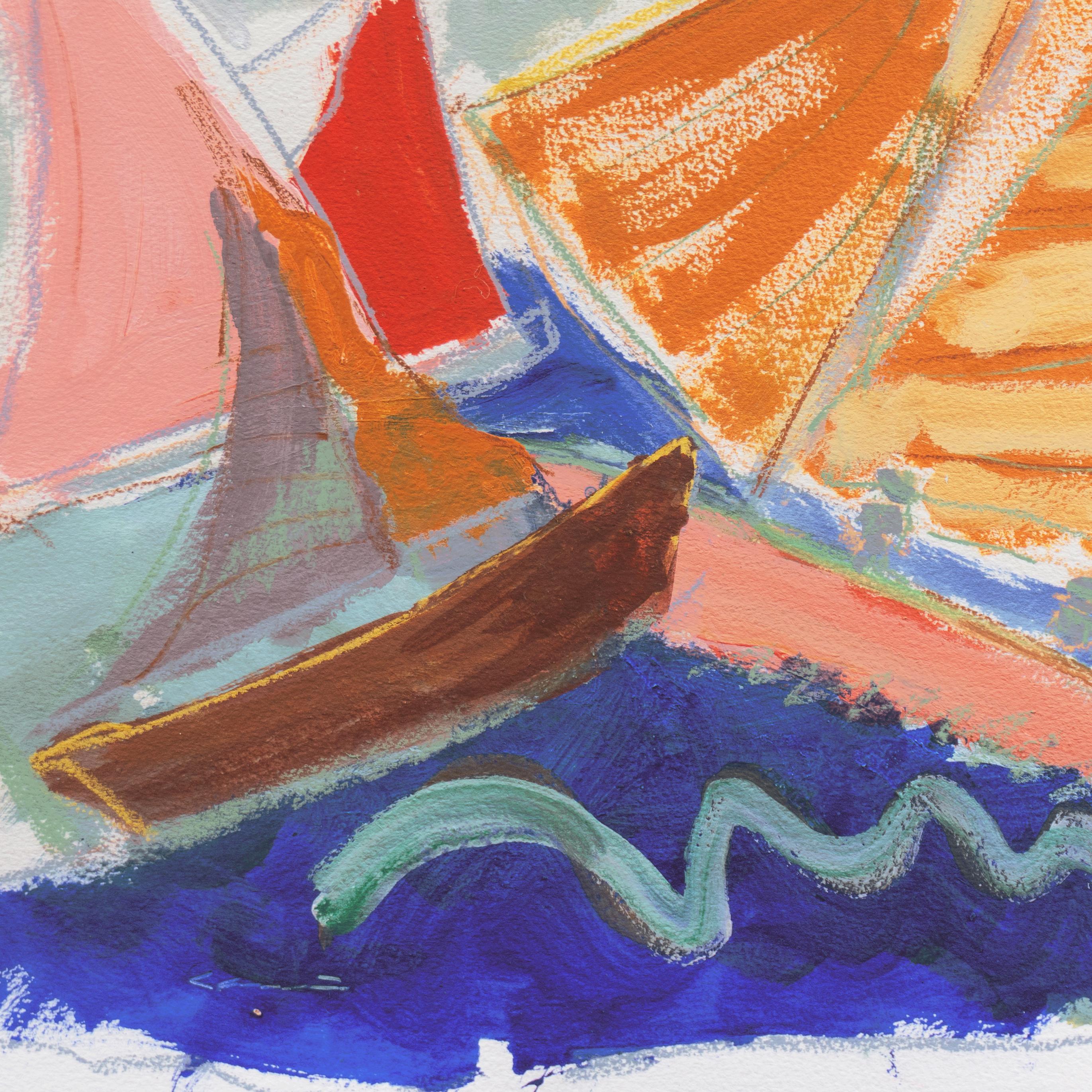 „Off Monterey“, kalifornisches expressionistisches Ölgemälde, Stanford, Carmel, Pazifische Segeln – Painting von Robert Canete