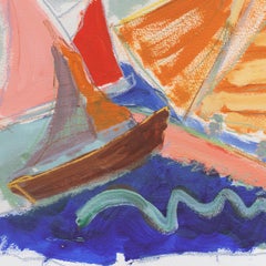 'Al largo di Monterey', Olio espressionista californiano, Stanford, Carmel, Vela del Pacifico