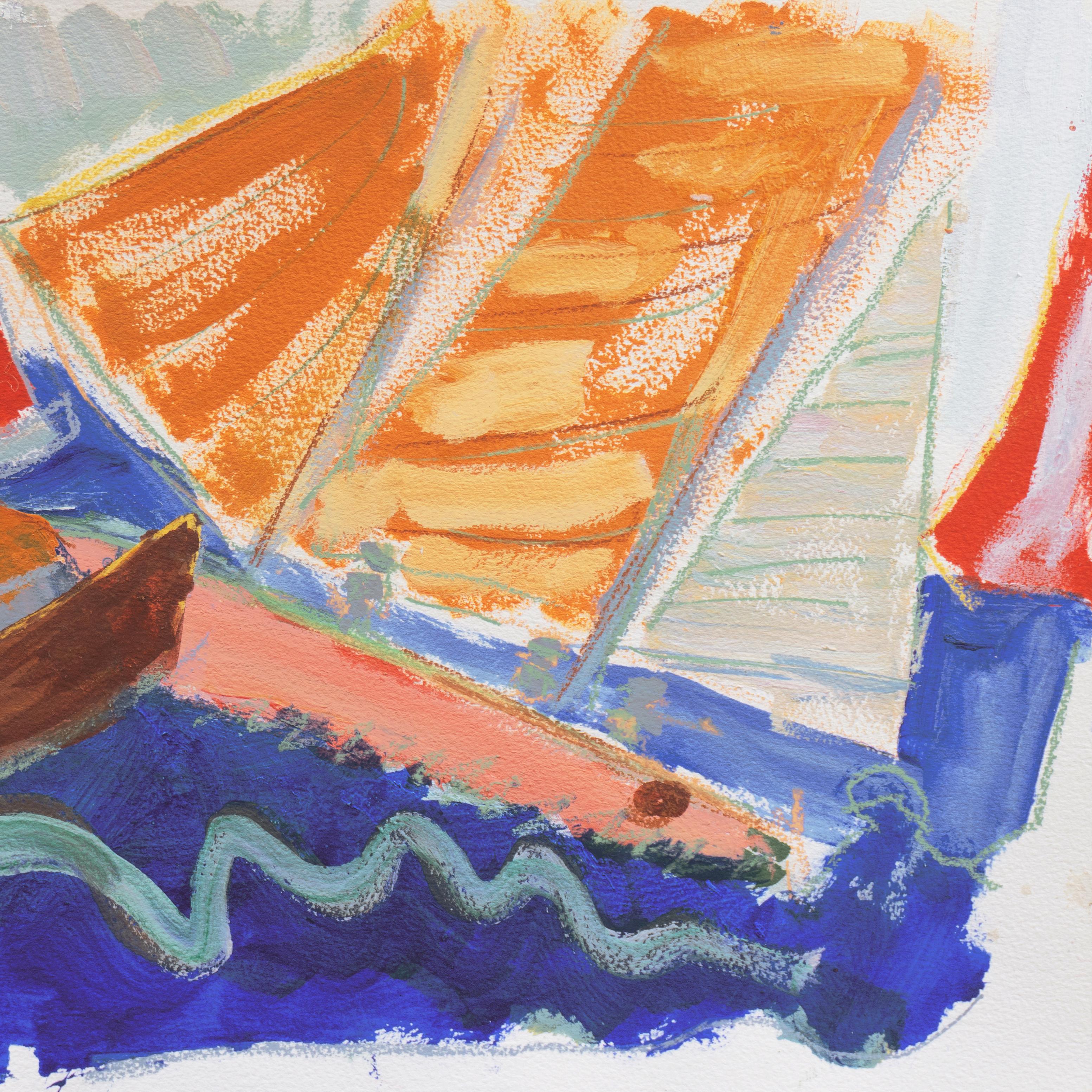 'Off Monterey', California Expressionist Oil, Stanford, Carmel, Pacific Sailing For Sale 2