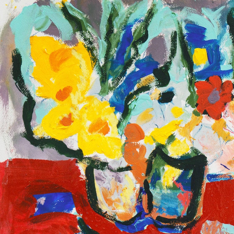 'Still Life of Spring Flowers', American Expressionist oil, California artist - Painting by Robert Canete
