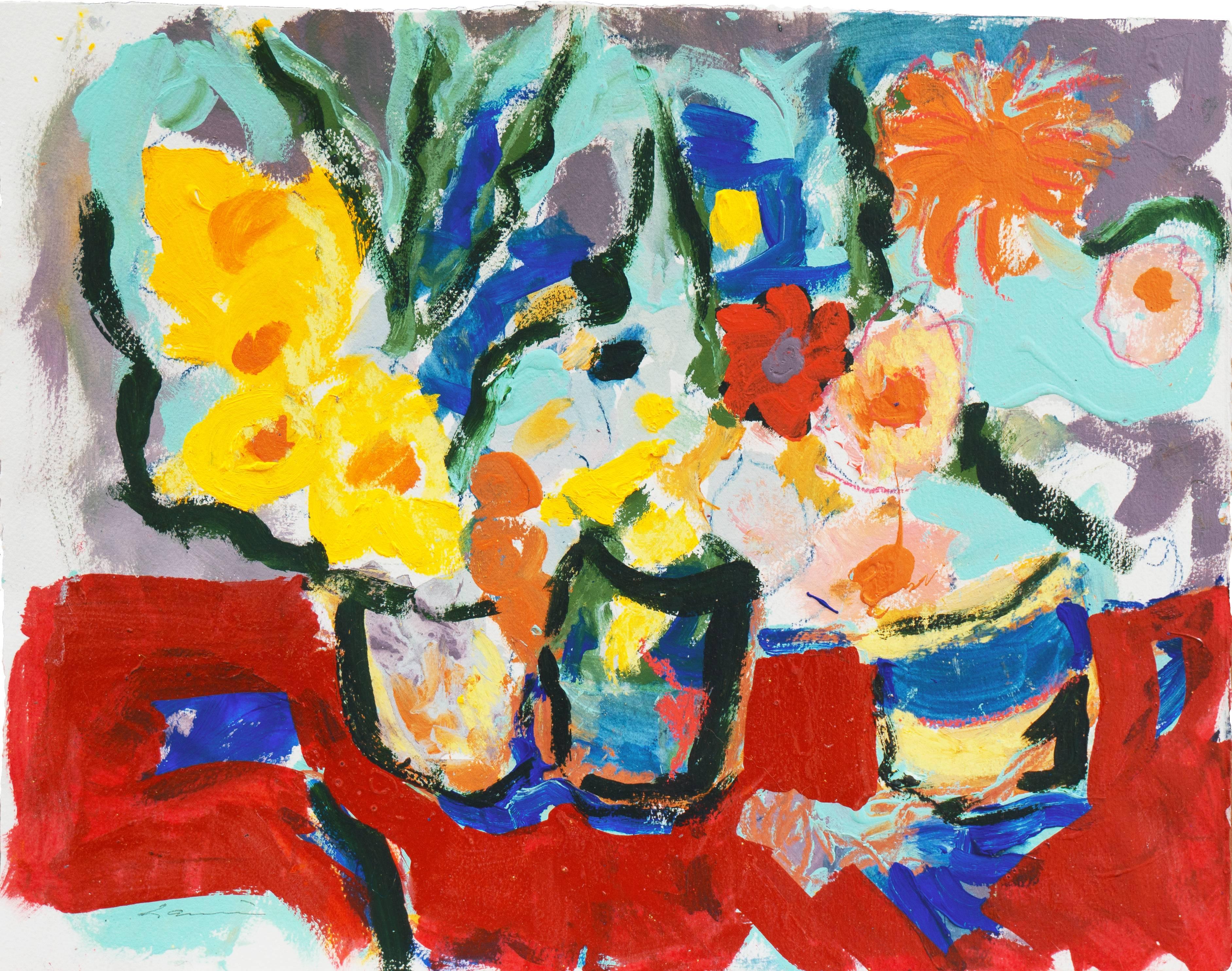 Robert Canete Still-Life Painting - 'Spring Flowers' American Expressionist Still Life, Carmel, Monterey, California