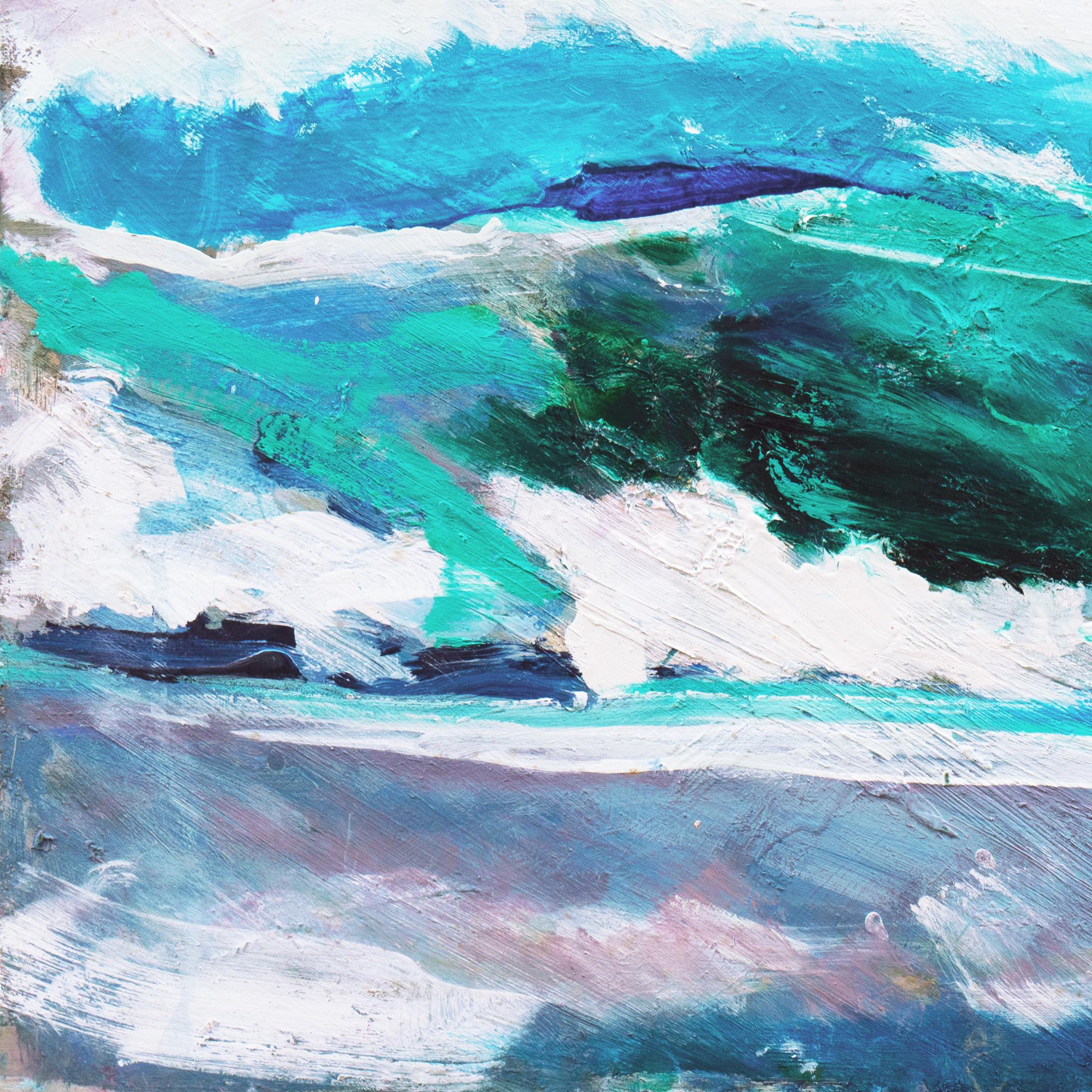 'Breaking Waves Off Monterey', California Expressionist Oil Seascape, Carmel - Brown Landscape Painting by Robert Canete