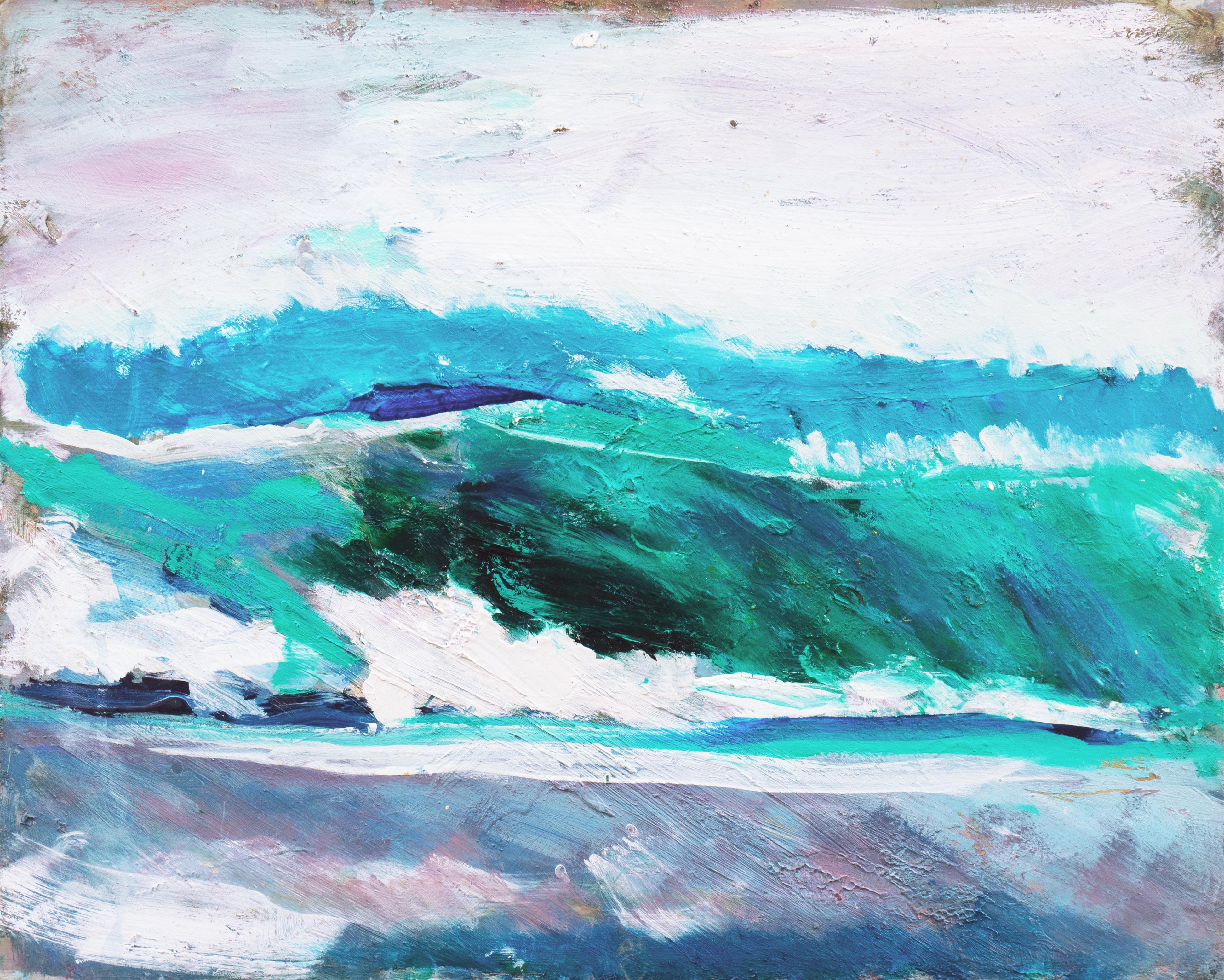 'Breaking Waves Off Monterey', California Expressionist Oil Seascape, Carmel
