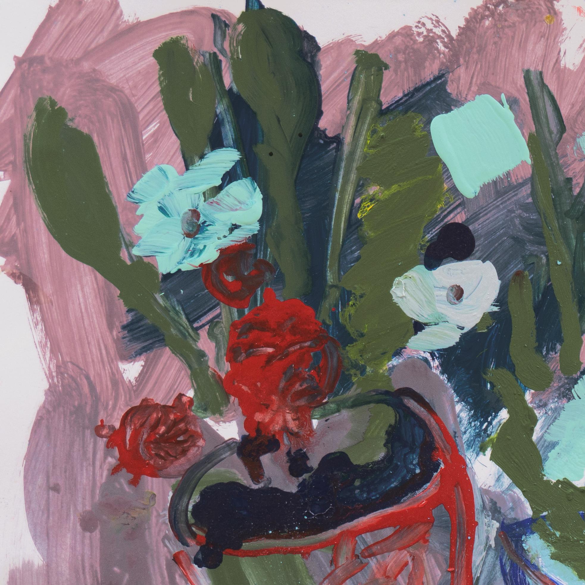 'Three Flower Pots', California Expressionist Oil, Stanford, Carmel For Sale 1