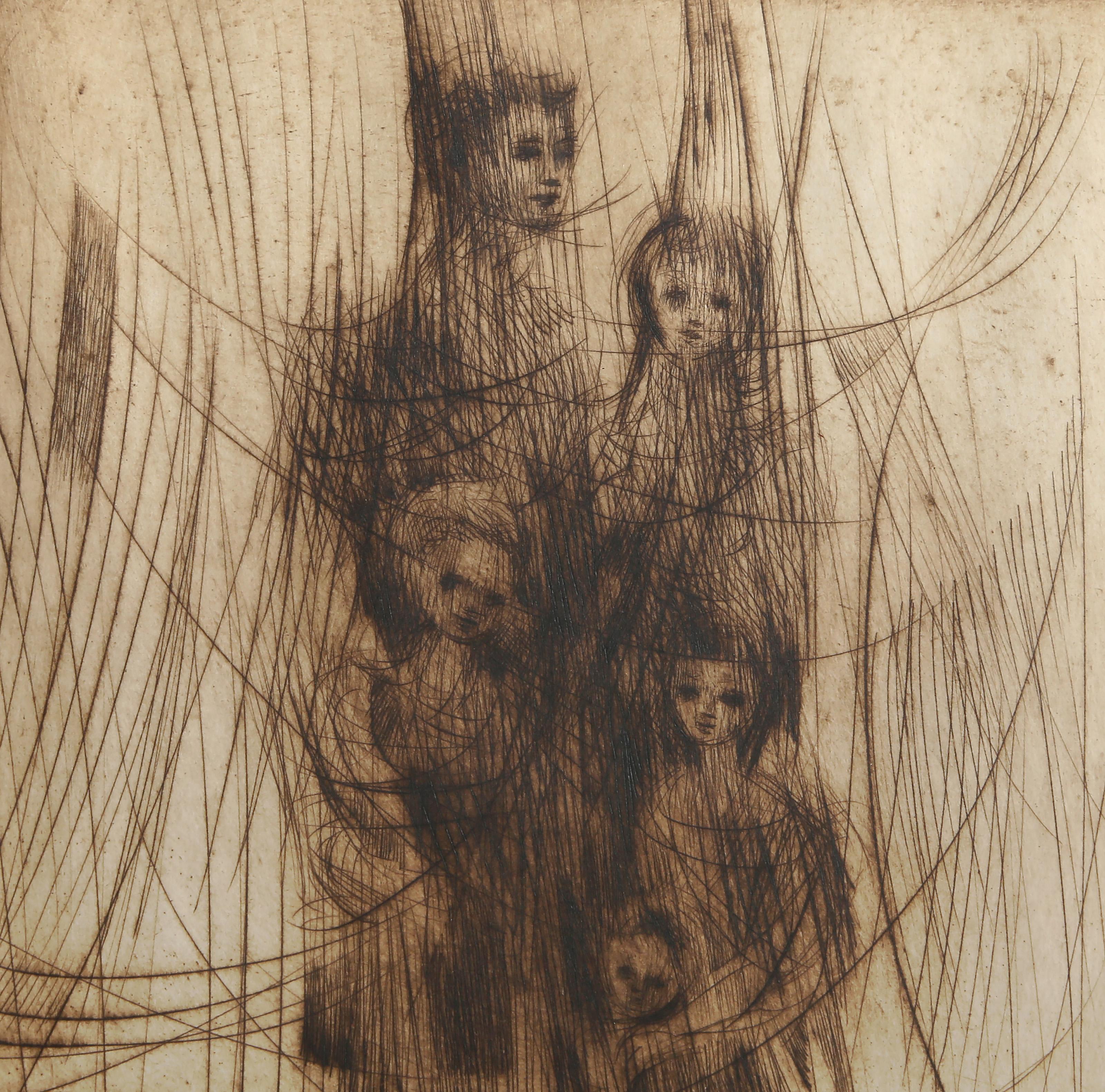The Family, Modern Etching by Robert Cariola For Sale 1