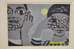 Robert Cariola "See not, Hear not, Speak not" Serigraph Print Mid Century Art
