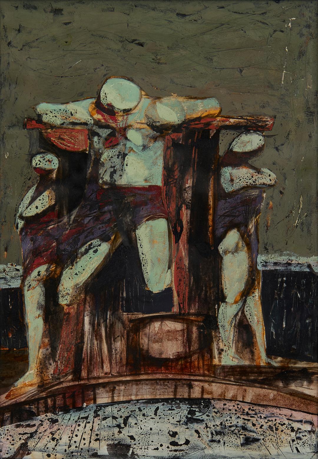 Kreuzigung, 20. Jahrhundert Figural Expressionist Künstler – Painting von Robert Carroll