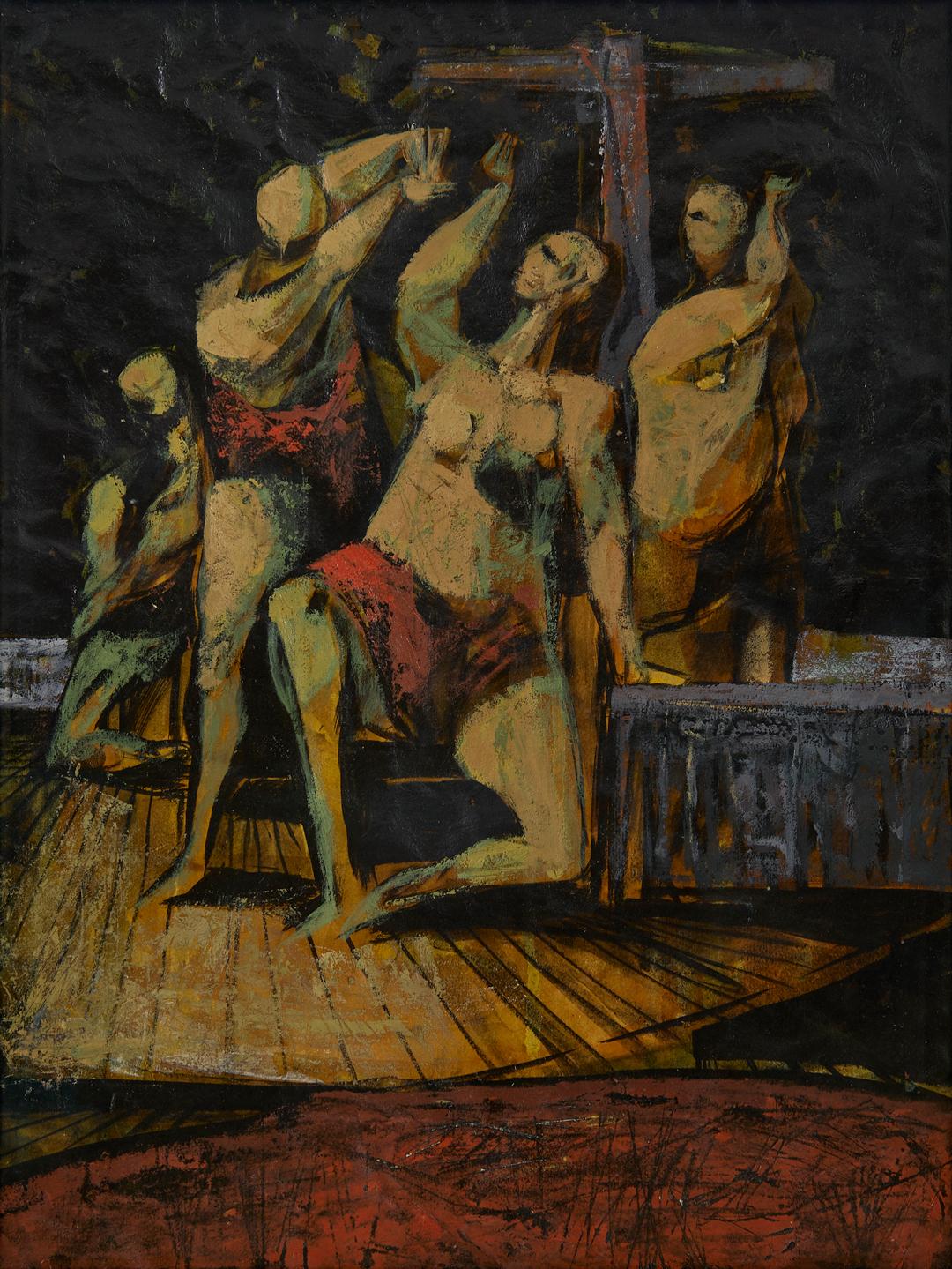 Deposition, 20th Century Figural Expressionist, On the Cross - Painting by Robert Carroll