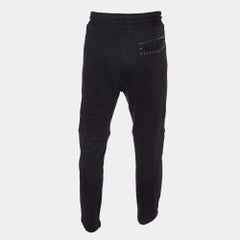 Robert Cavalli Black Cotton Knit Embellished Track Pants L
