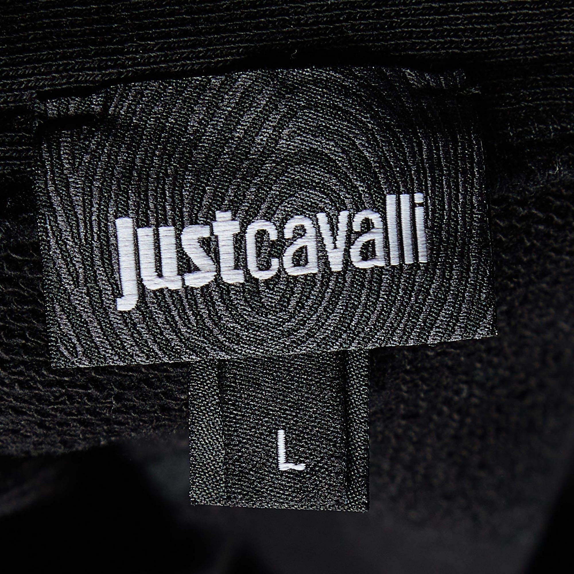 Robert Cavalli Pantaloni da corsa in maglia di cotone nero impreziositi L.L.A. In condizioni buone in vendita a Dubai, Al Qouz 2