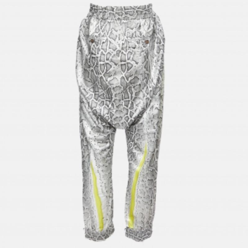 Robert Cavalli - Pantaloni larghi in misto seta con stampa a serpente XL in vendita 1