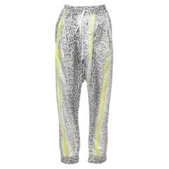 Robert Cavalli - Pantaloni larghi in misto seta con stampa a serpente XL