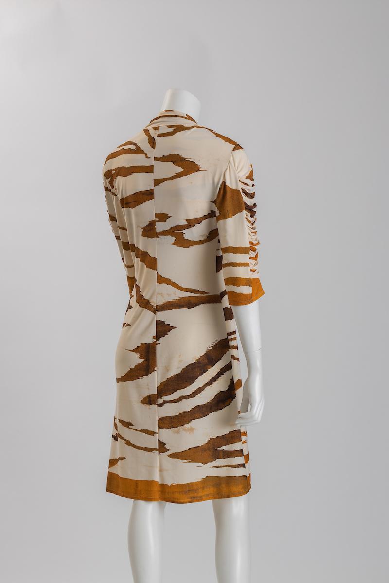 Women's Roberto Cavalli Tiger Print Jersey Cocktail /  Dinner Dress  Size 46 EU For Sale