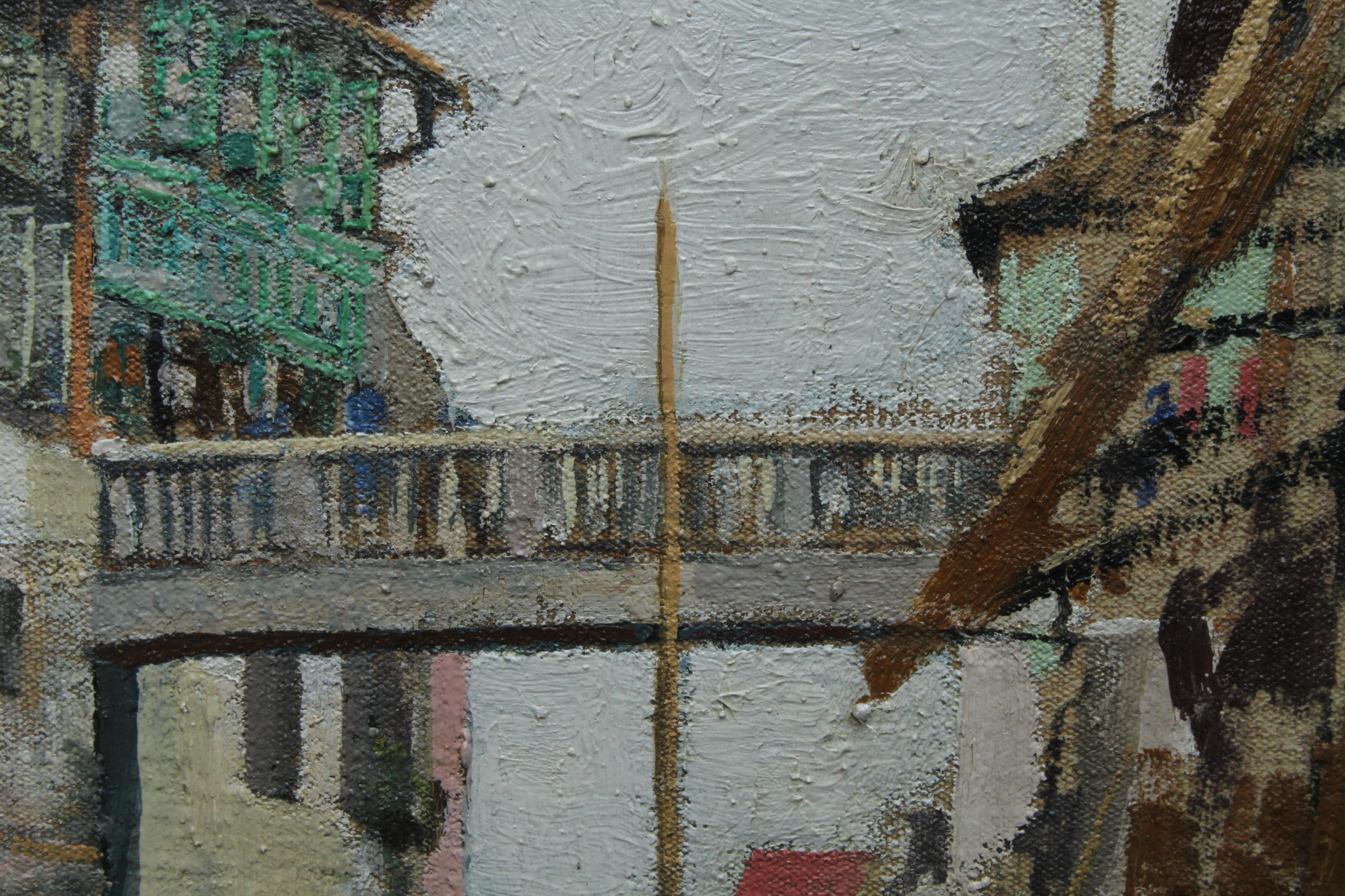 Soochow/Suzchou Chine - Peinture à l'huile impressionniste écossaise des années 20 - Chine du canal en vente 2