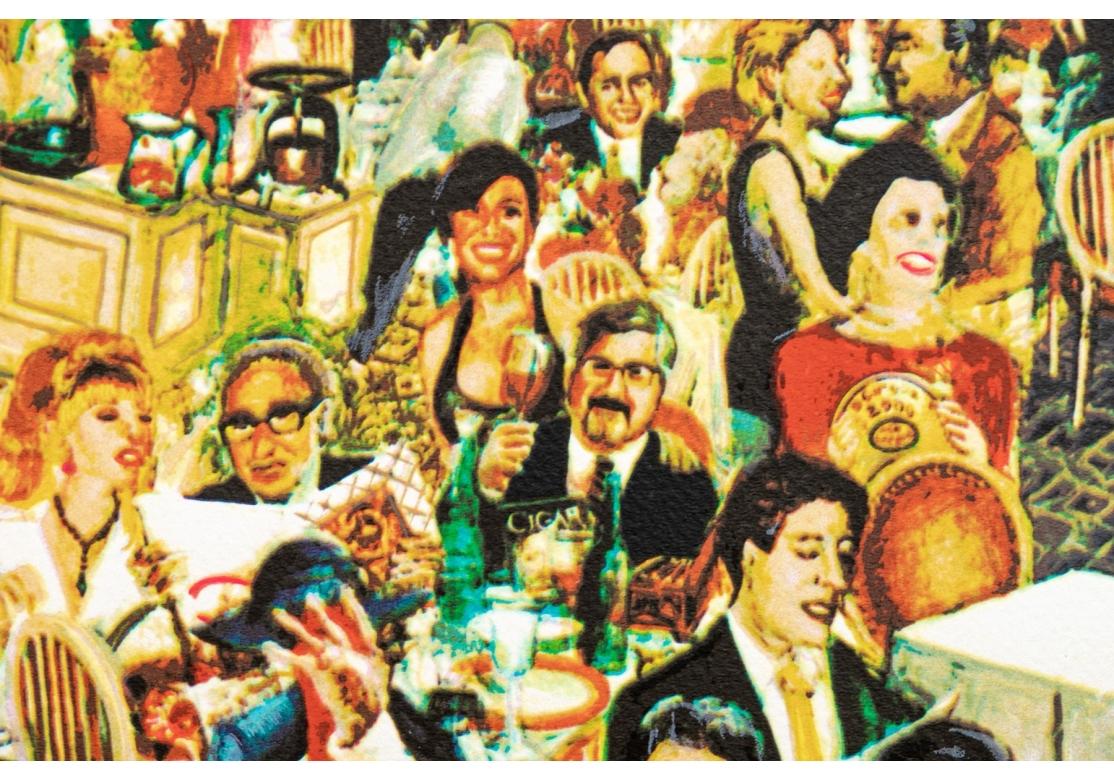 Ungerahmte Original-Lithografie von Robert Cenedella (Amerikaner, geb. 1940) für Le Cirque 2000.
Der Künstler malte berühmte Gäste und Freunde des weltberühmten Restaurants Le Cirque in New York City. 
Ungerahmt.
Bleistift signiert unten rechts.
