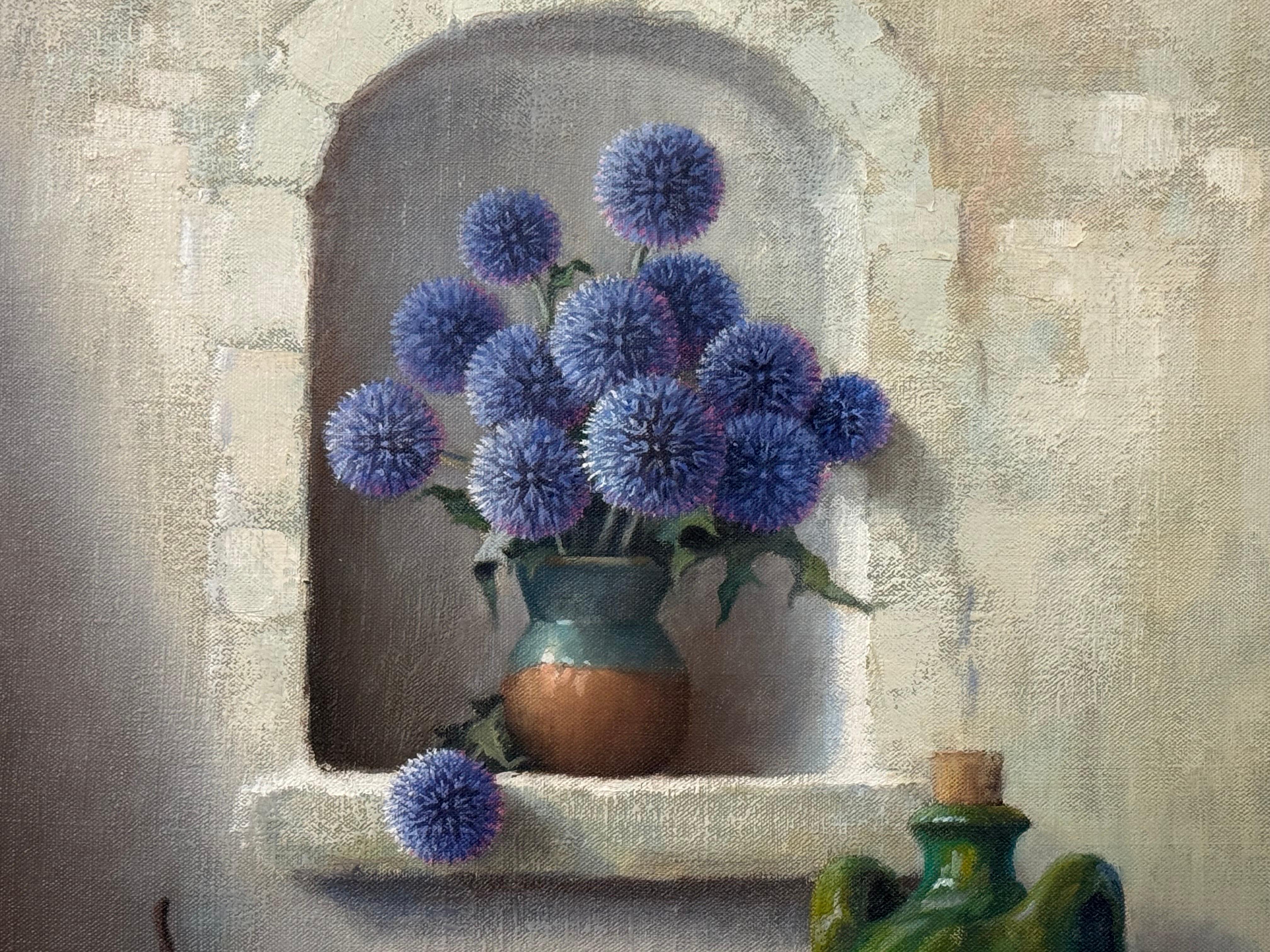 Naturaleza muerta con flores y frutas en el interior de una granja francesa por un artista francés en venta 6
