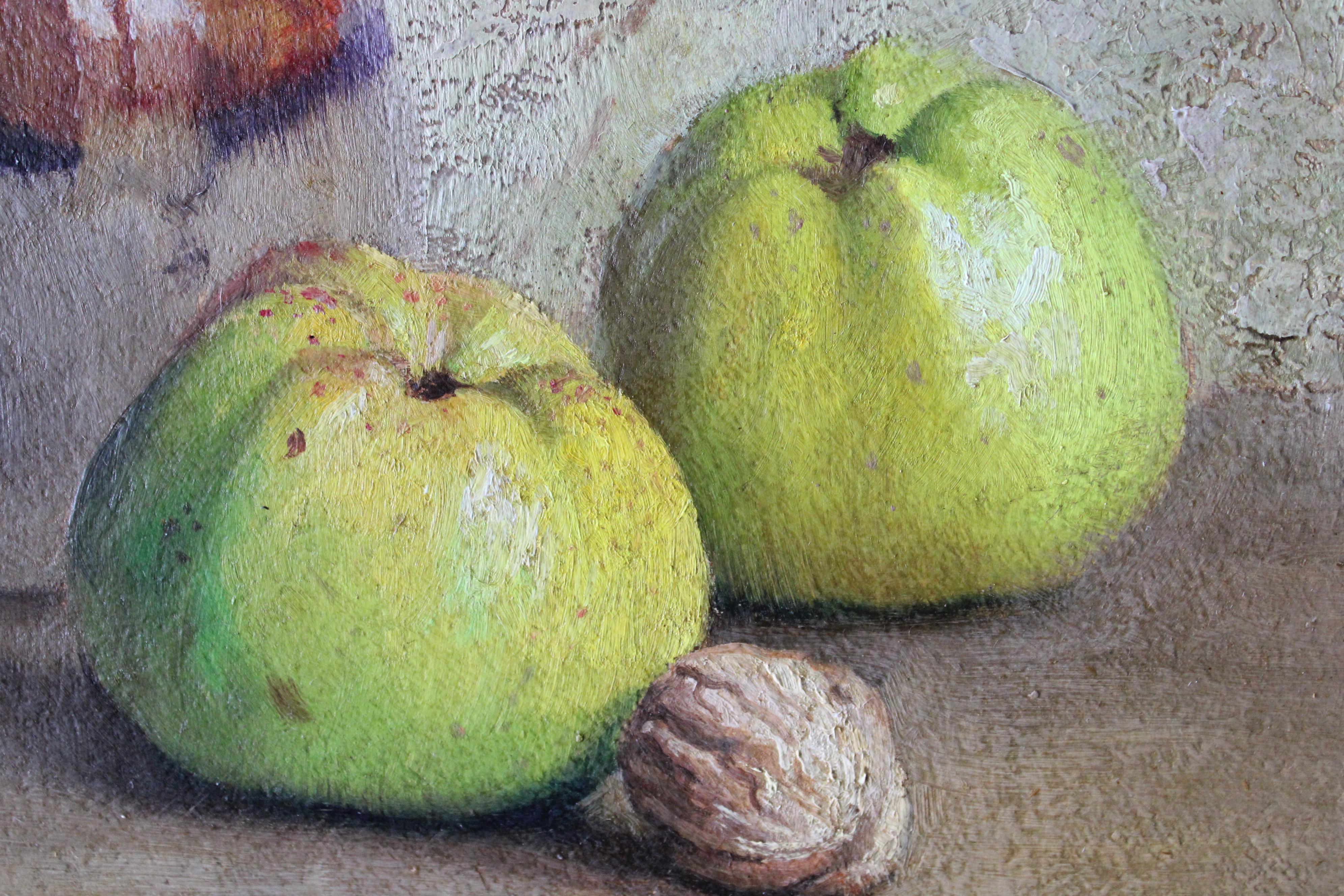 Natura morta d'epoca di mele e noci dell'artista francese Robert Chailloux 10