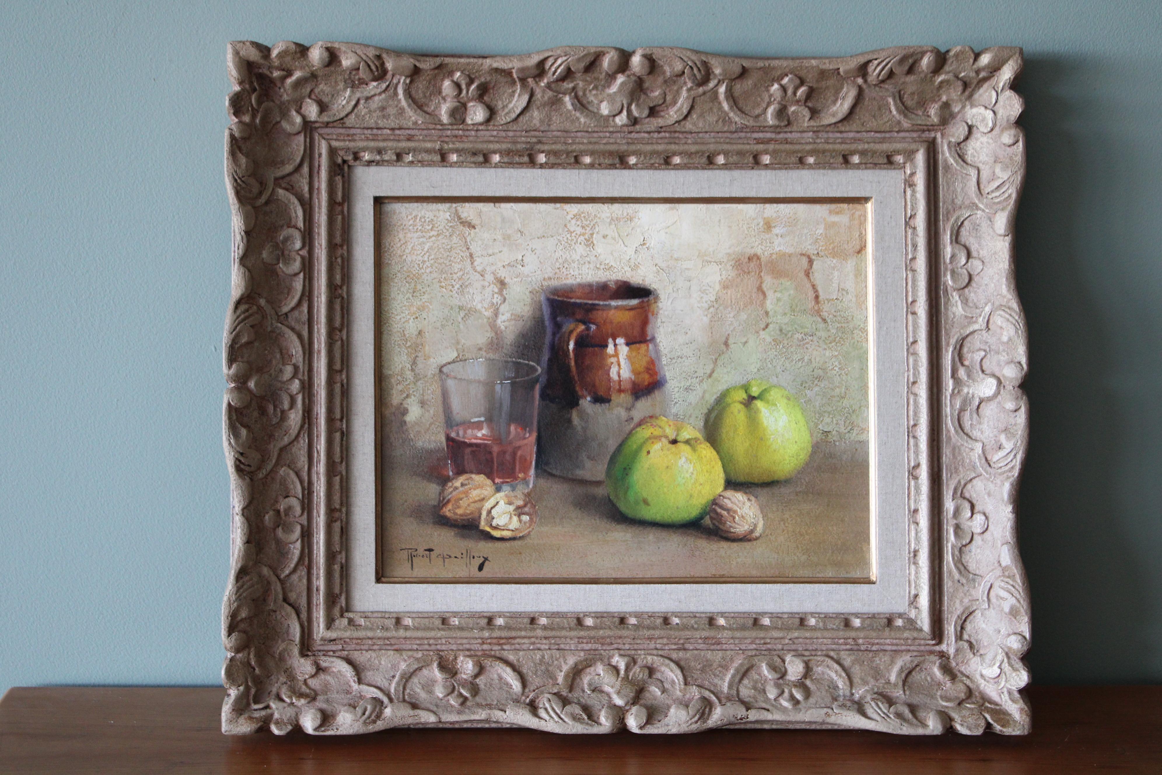 Natura morta d'epoca di mele e noci dell'artista francese Robert Chailloux - Painting di Robert chailloux