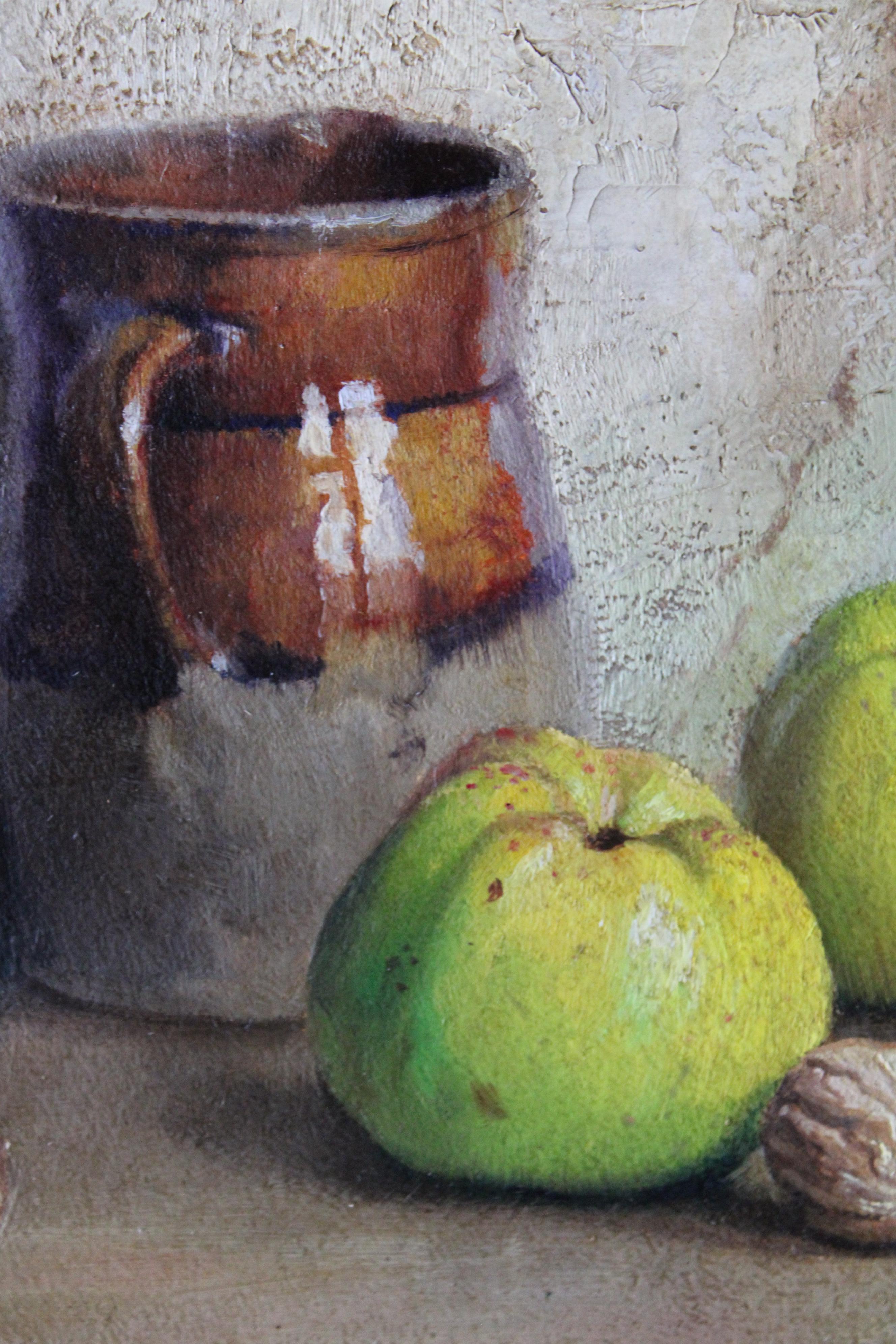 Natura morta d'epoca di mele e noci dell'artista francese Robert Chailloux 3