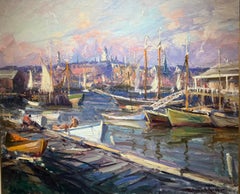 SUNSET Large Impressionist GLOUCESTER Oil on Canvas Massachusetts