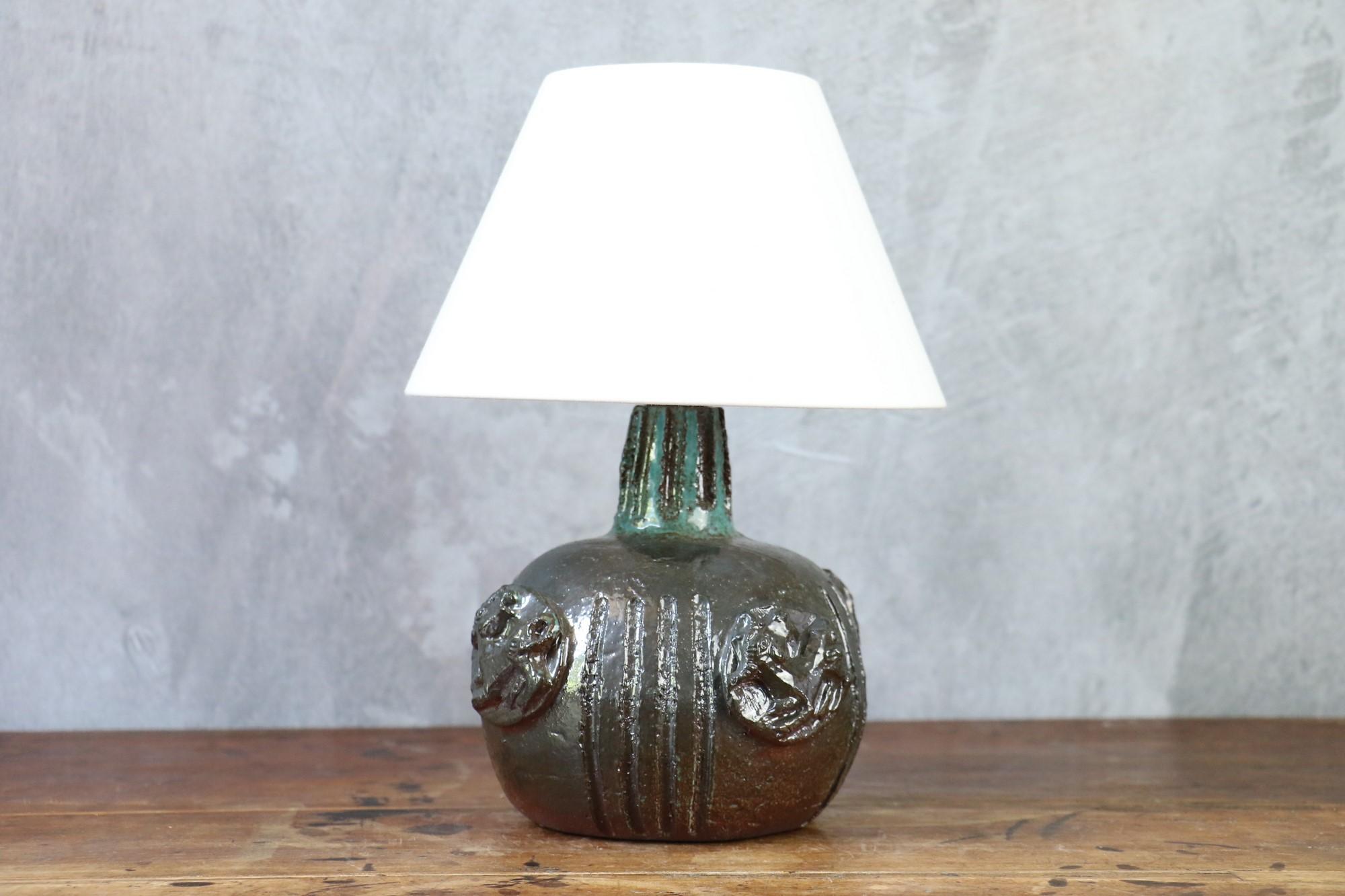 20th Century Robert Chiazzo, Ceramic Lamp, 1960, Bormes, Vallauris, Era Jouve, Picault For Sale