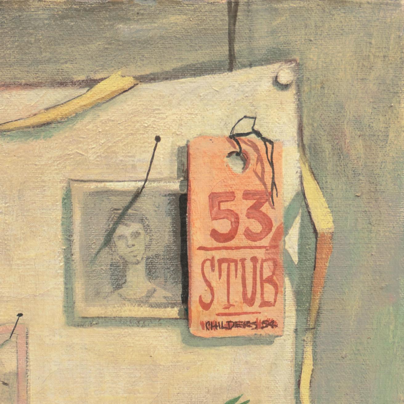 « Blue Eyed Girl », PAFA, Philadelphia Museum, Pennsylvania Artist, Trompe L'Oeil - Painting de Robert Childers