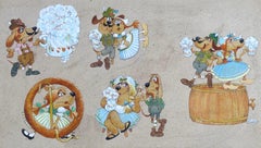 Oktoberfest Beer Cartoon Dogs greeting card Illustration