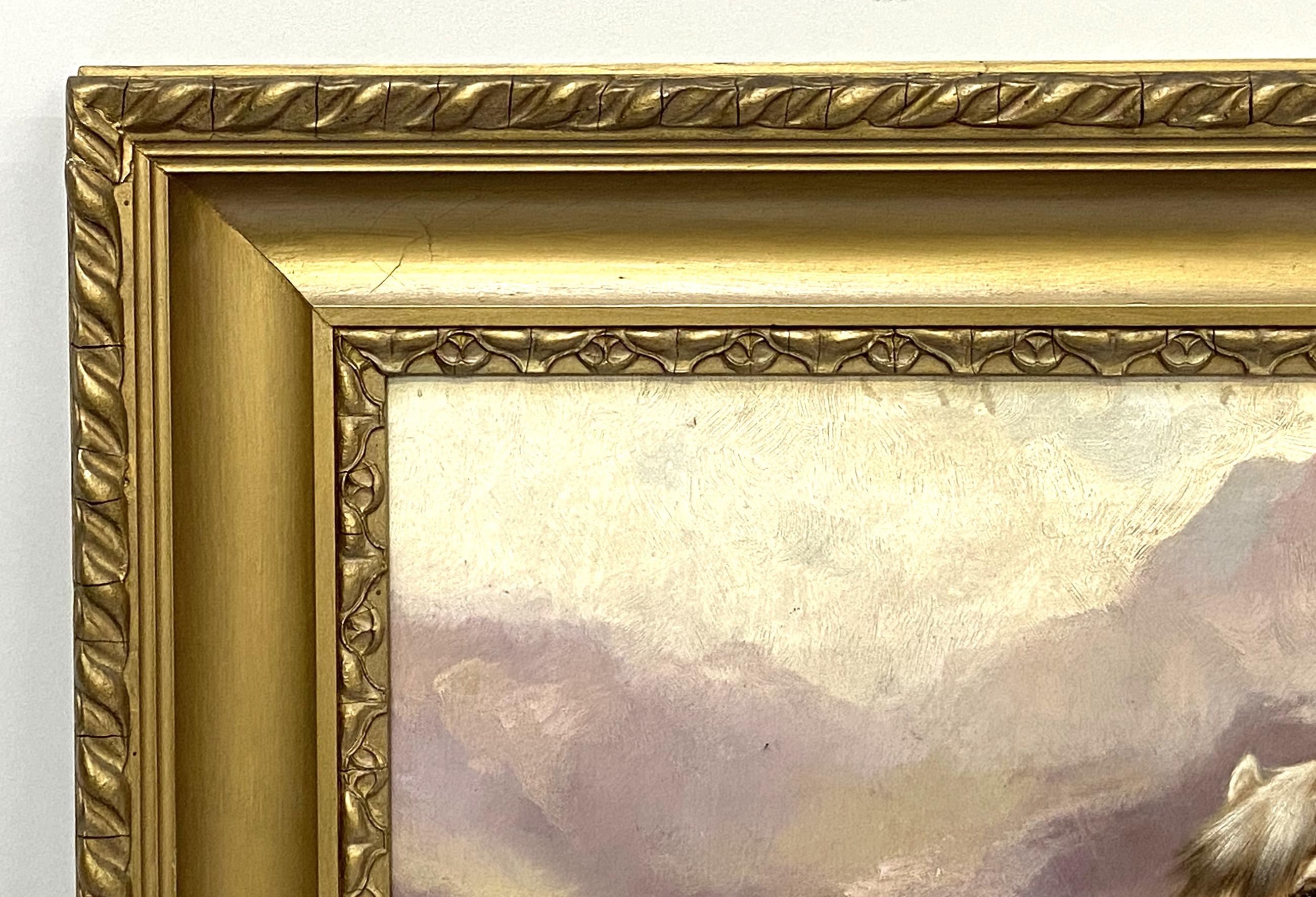 Dipinto a olio del XIX secolo Highland Pony e Retriever, Robert Cleminson in vendita 1