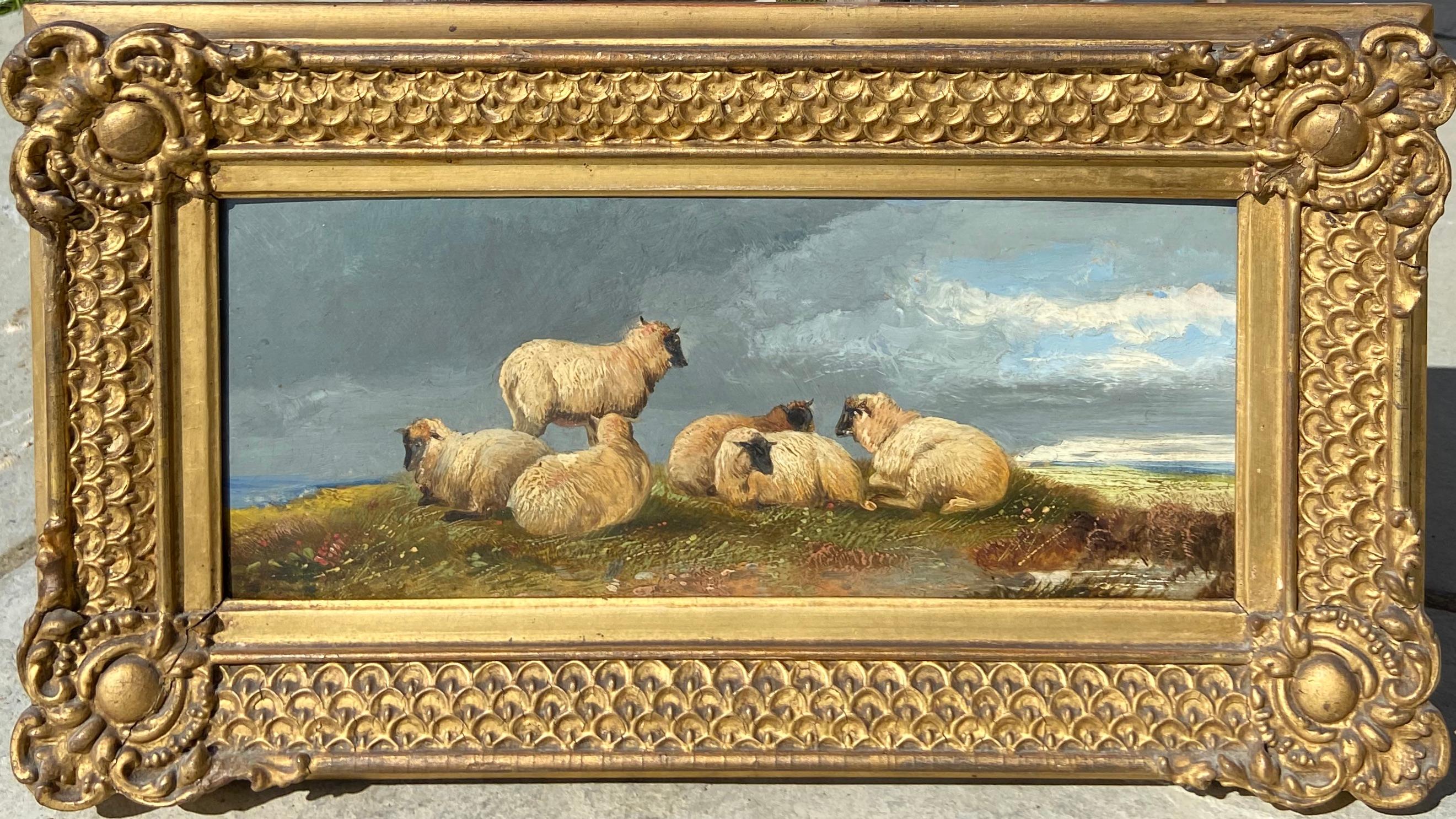 Beautiful Pair of 19th Century Landscapes with Sheep  - Painting by Robert Cleminson