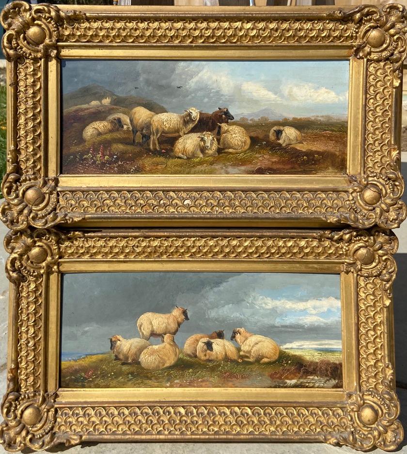 Beautiful Pair of 19th Century Landscapes with Sheep 