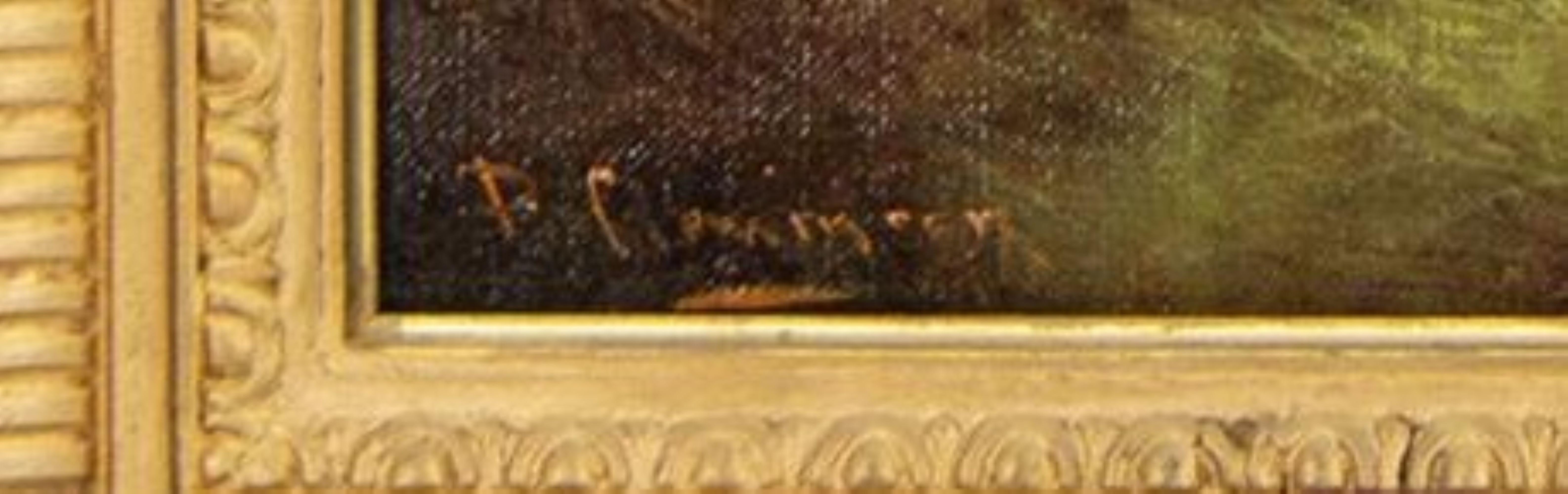 Robert Cleminson peinture à l'huile du 19e siècle poney et chiens de chasse au repos en vente 1