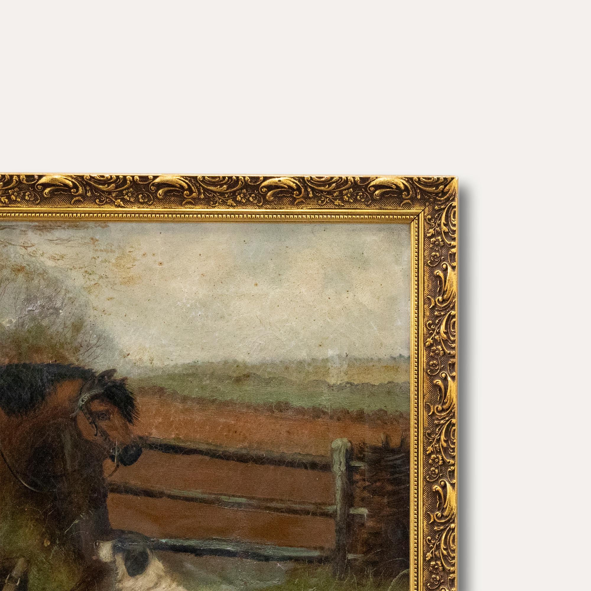 Robert Cleminson (1860-1886) - Olio del XIX secolo, pony e setter 1