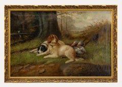 Robert Cleminson (fl.1860-1886) - Huile encadrée, Setters in a Landscape