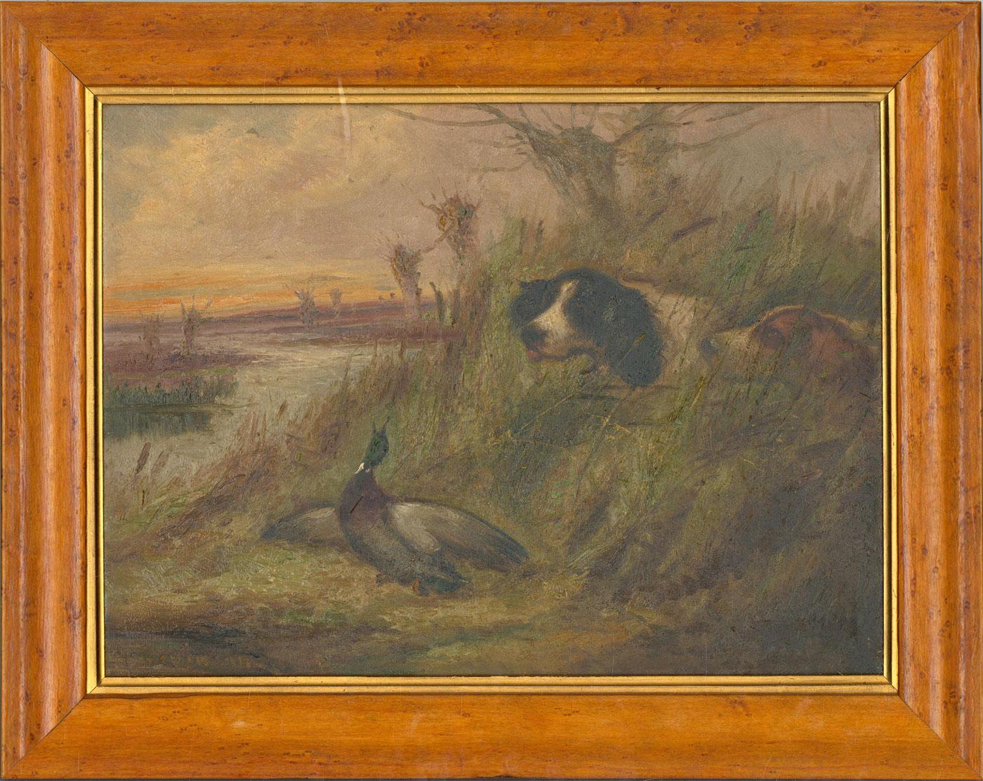 Robert Cleminson (fl.1864-1903)  - Late 19th Century Oil, Spaniels & Mallard 2
