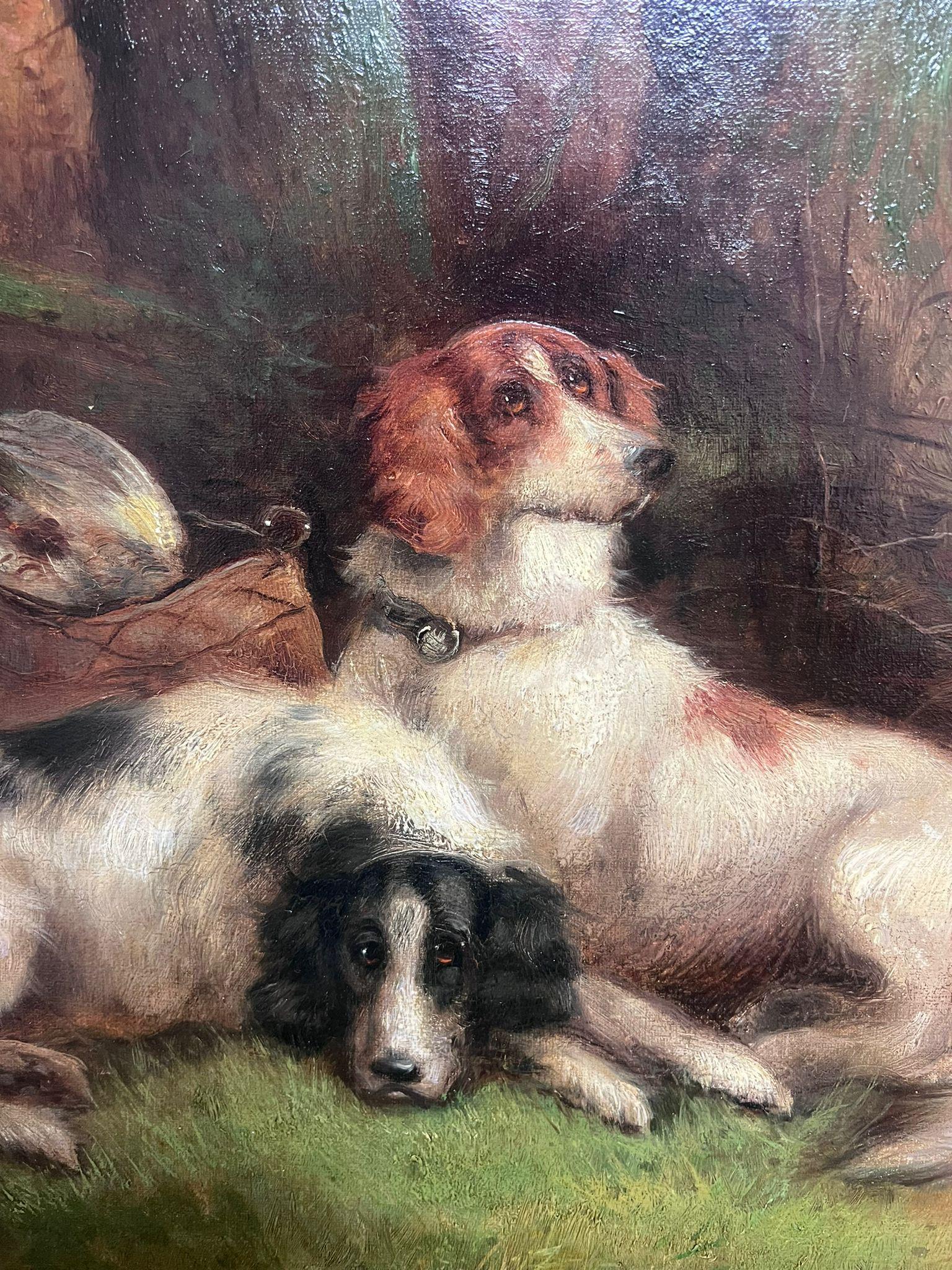 Setter Dogs/ Spaniels in Sporting Landscape Original Victorian English Dog Oil en vente 2