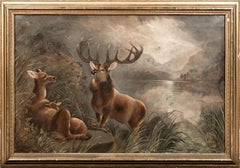 The Monarch of The Glen At Moonlight, 19th Century  by Robert Cleminson 