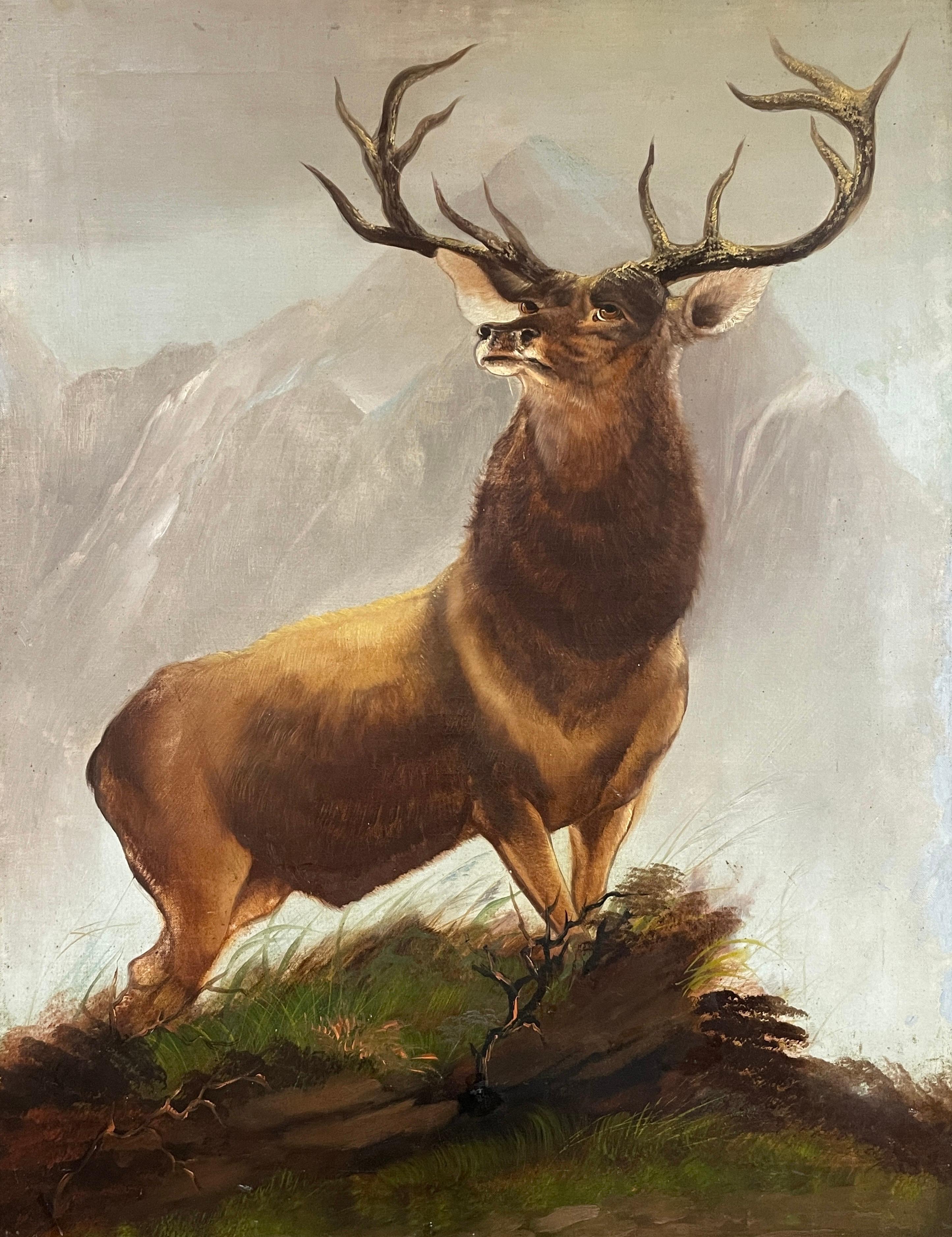 The Monarch of the Glen, Huge Victorian Oil Painting Stag in the Highlands