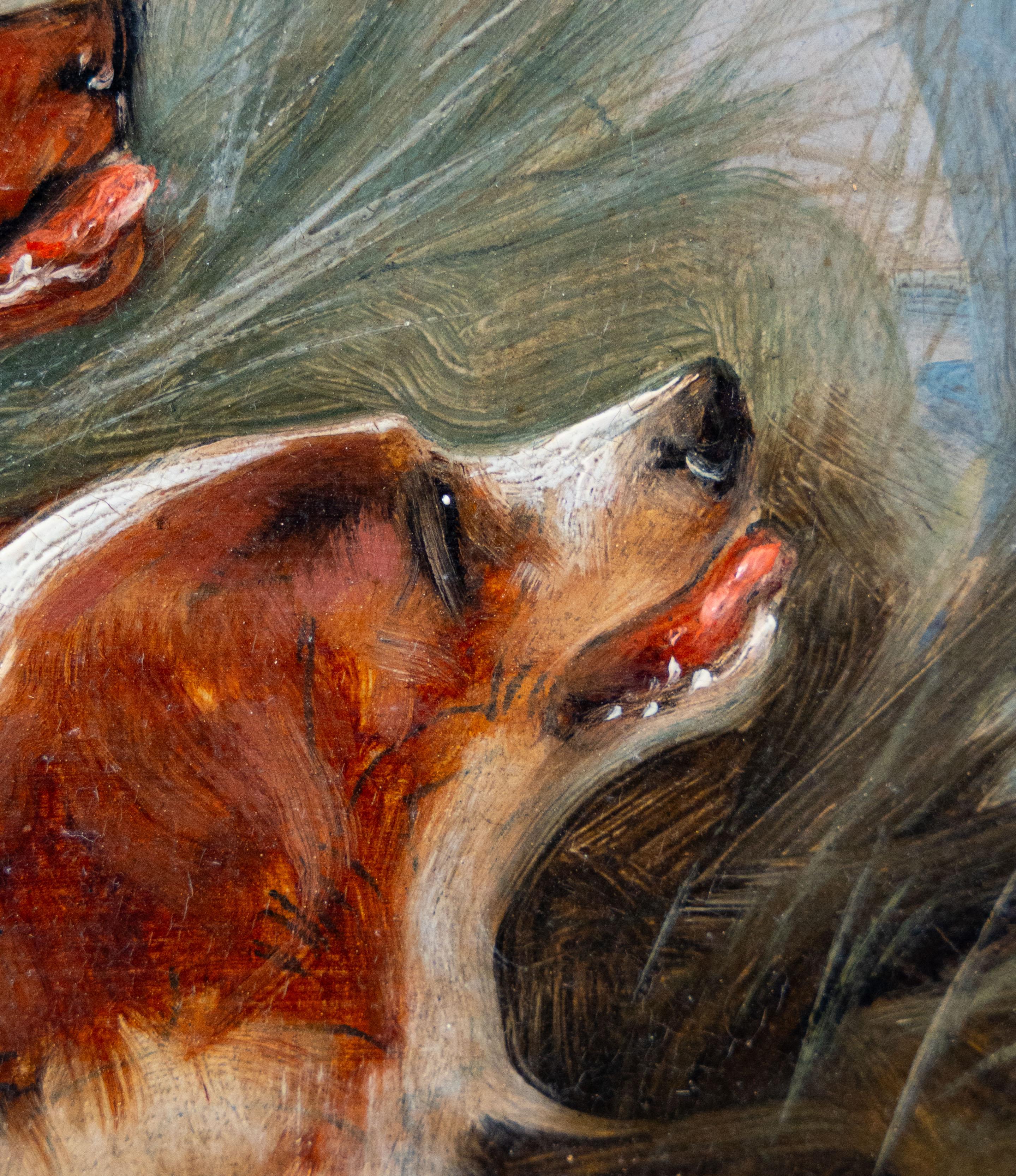 Two dogs chasing a duck overt the water, attributed to Robert Cleminson For Sale 3