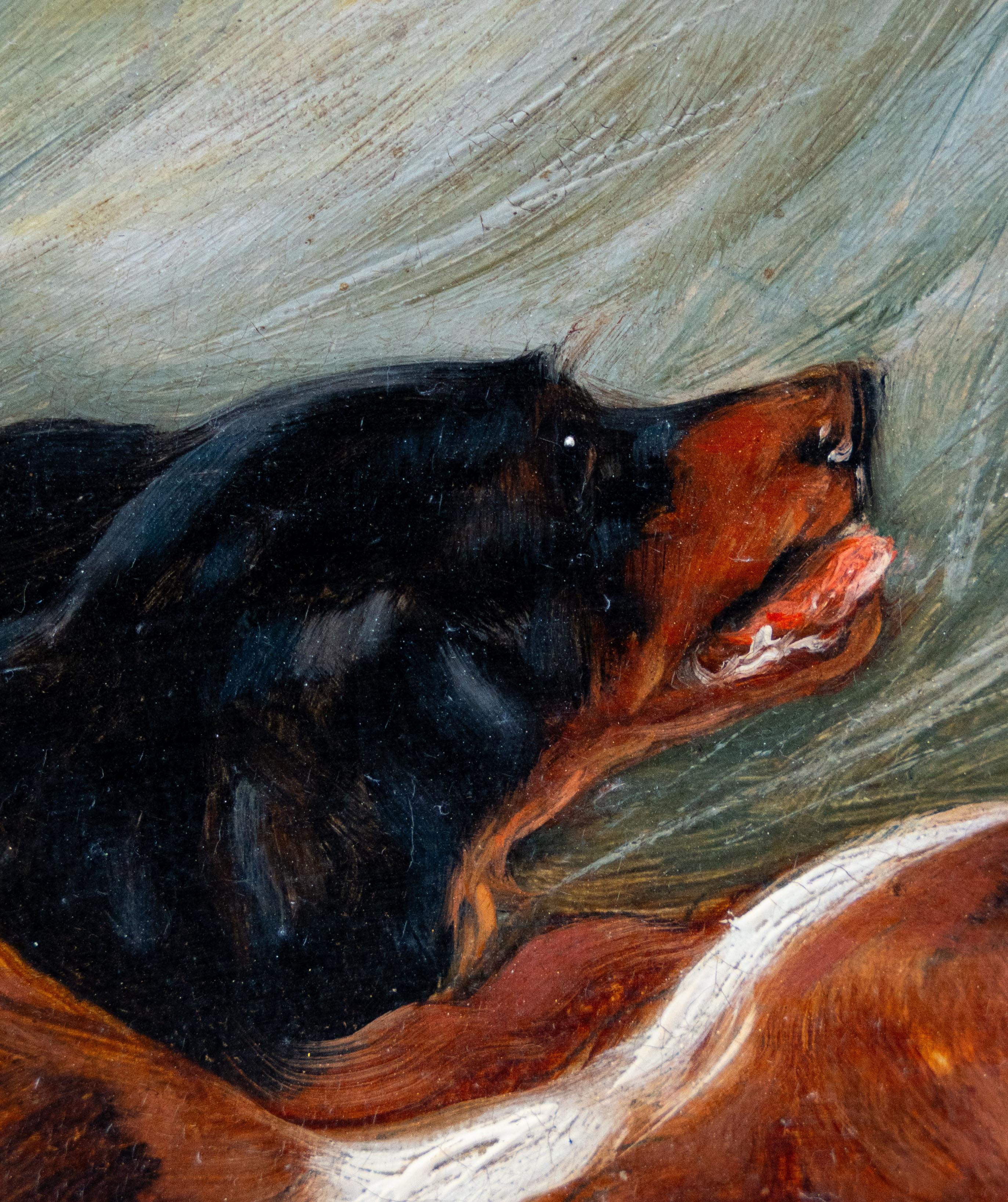 Two dogs chasing a duck overt the water, attributed to Robert Cleminson For Sale 4