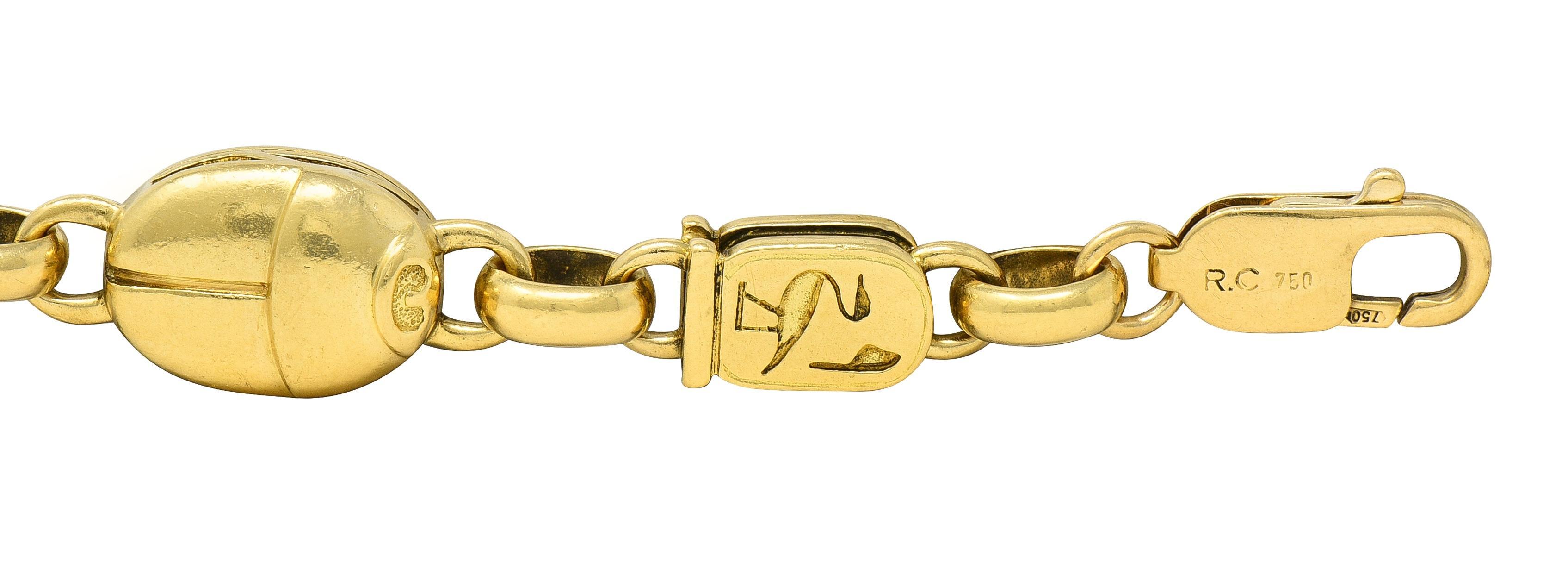 Robert Clerc Contemporary Diamond Quartz 18K Yellow Gold Egyptian Bracelet For Sale 1