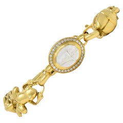 Robert Clerc Contemporary Diamond Quartz 18K Yellow Gold Egyptian Bracelet