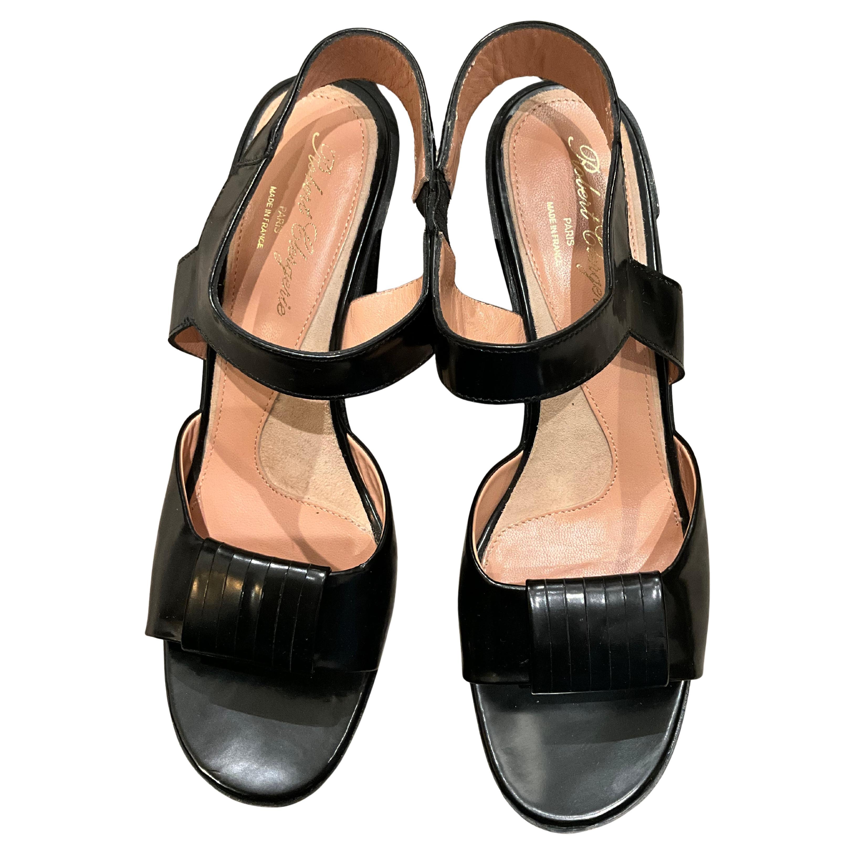 Robert Clergerie Black Leather Heeled Sandals 39.5