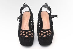 Robert Clergerie Zapatos de ante negro con plataforma recortada y eslinga trasera