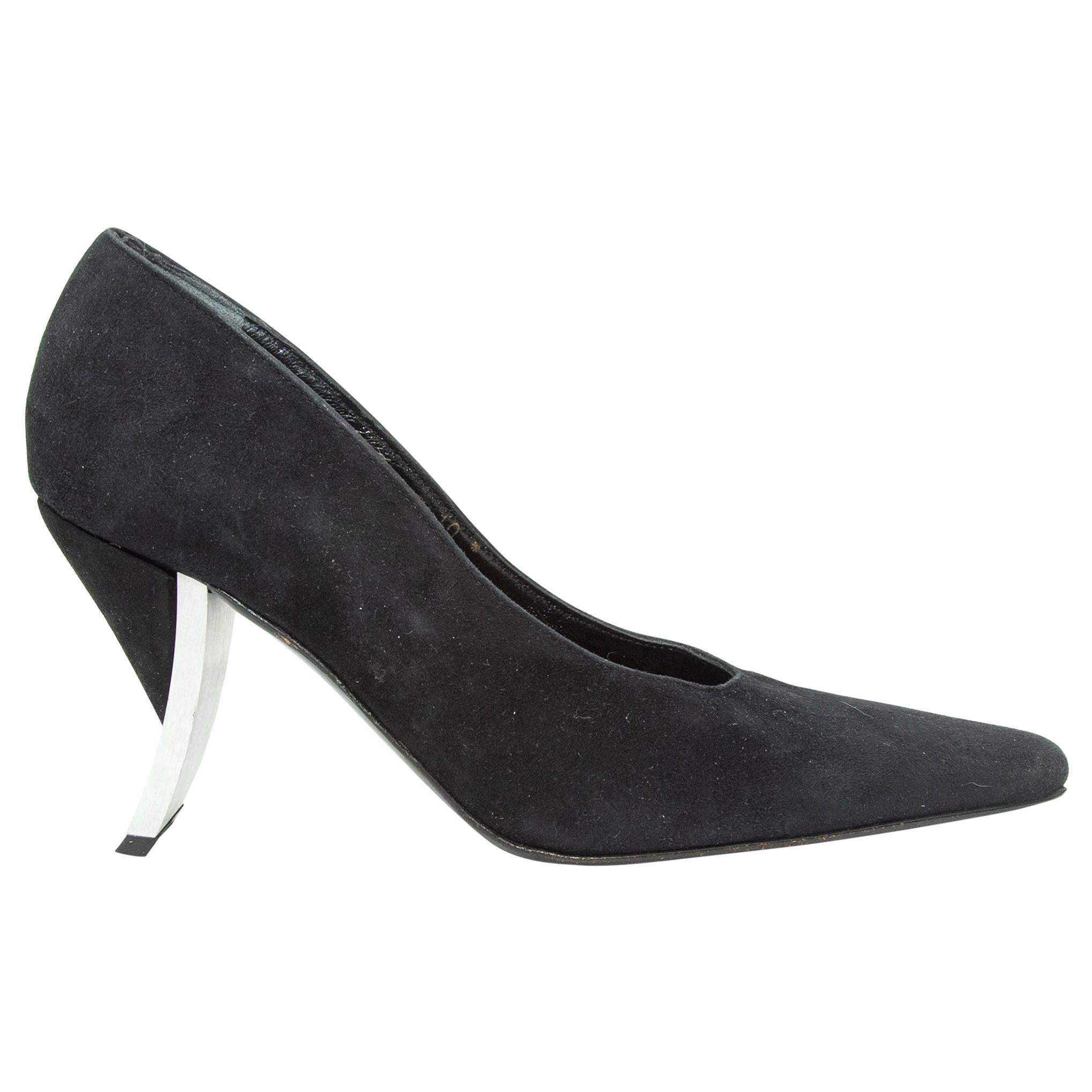Robert Clergerie Black Suede Pointed-Toe Pumps