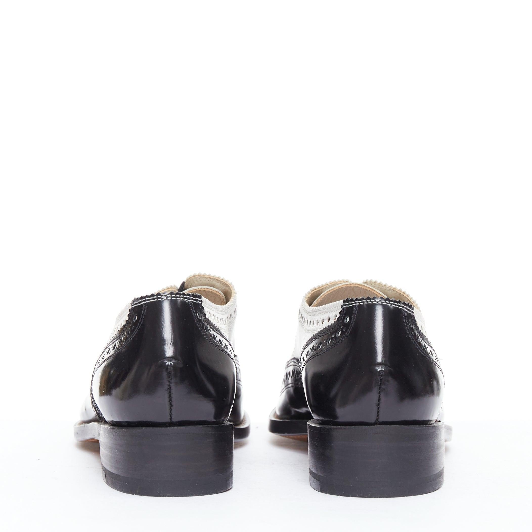 Women's ROBERT CLERGERIE black white leather bicolor derby brogue UK7 EU40 For Sale