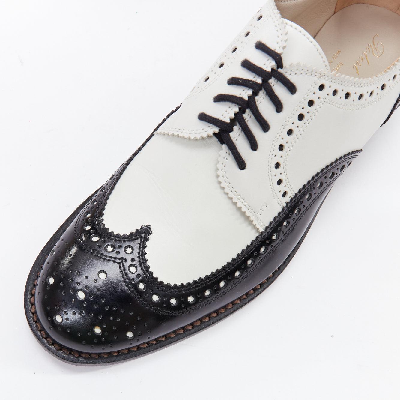 ROBERT CLERGERIE black white leather bicolor derby brogue UK7 EU40 For Sale 2