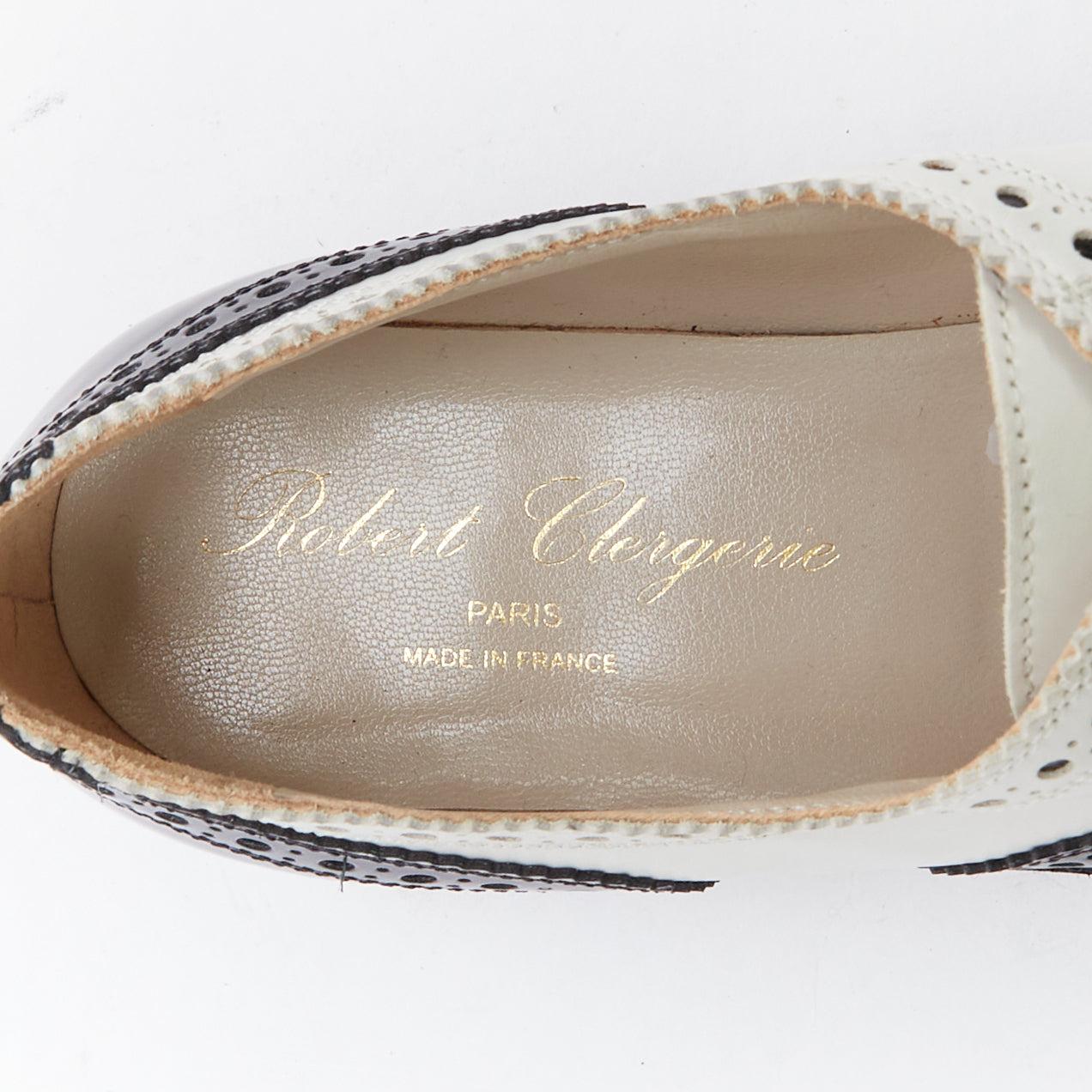 ROBERT CLERGERIE black white leather bicolor derby brogue UK7 EU40 For Sale 4